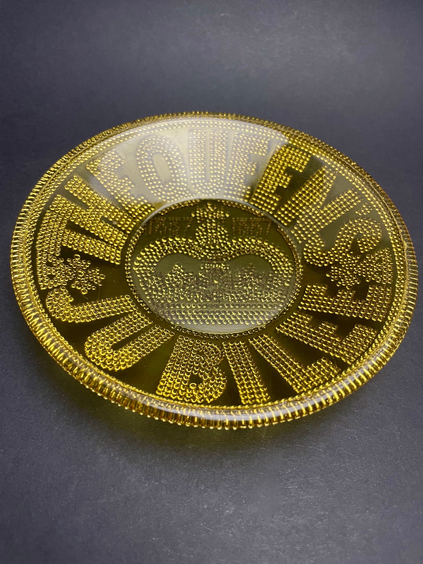 Small Amber Glass Queen Victoria’s Jubilee Plate