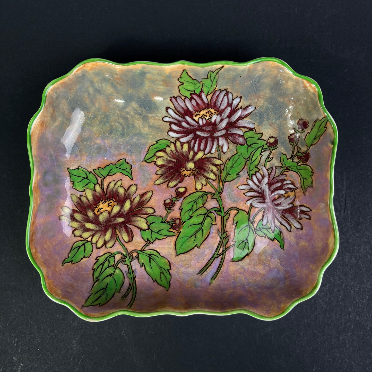 Royal Doulton "Chrysanthemum" D6399 Art Deco Serving Plate – Hand Decorated Floral Platter