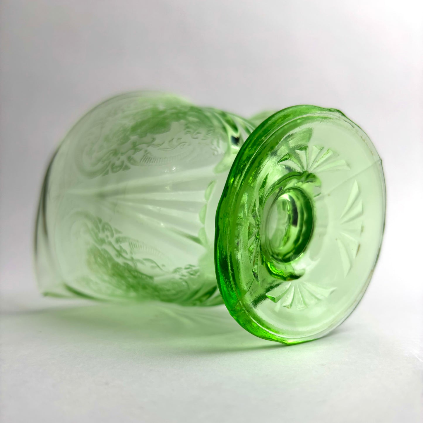 Hazel Atlas Royal Lace Green Uranium Glass Creamer Milk Jug Depression Glass