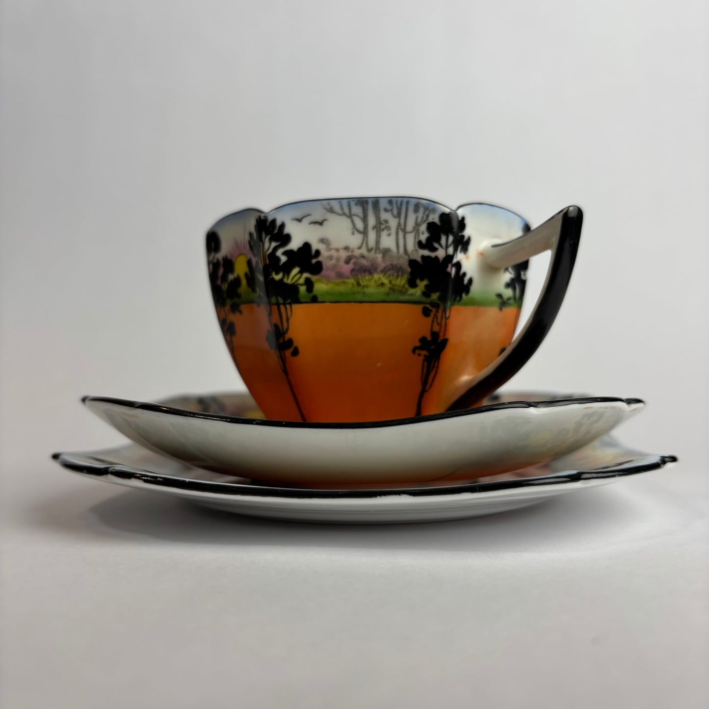 Shelley “Sunset & Trees” Trio, Queen Anne Shape (c.1930s)