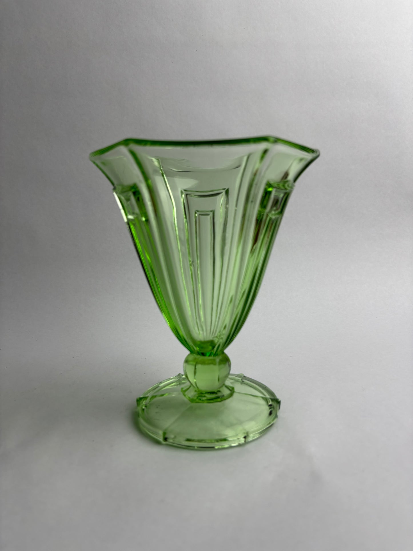 Art Deco Green Uranium Glass Vase