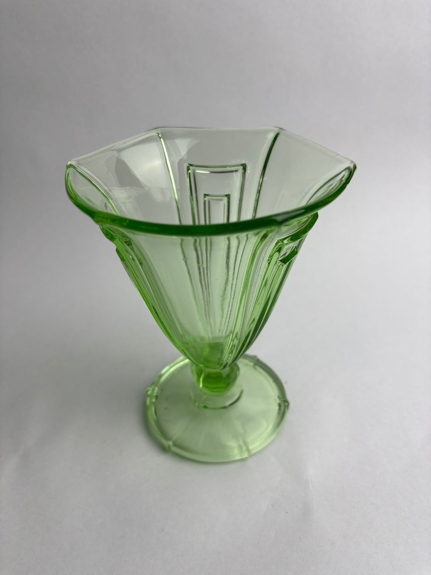 Art Deco Green Uranium Glass Vase