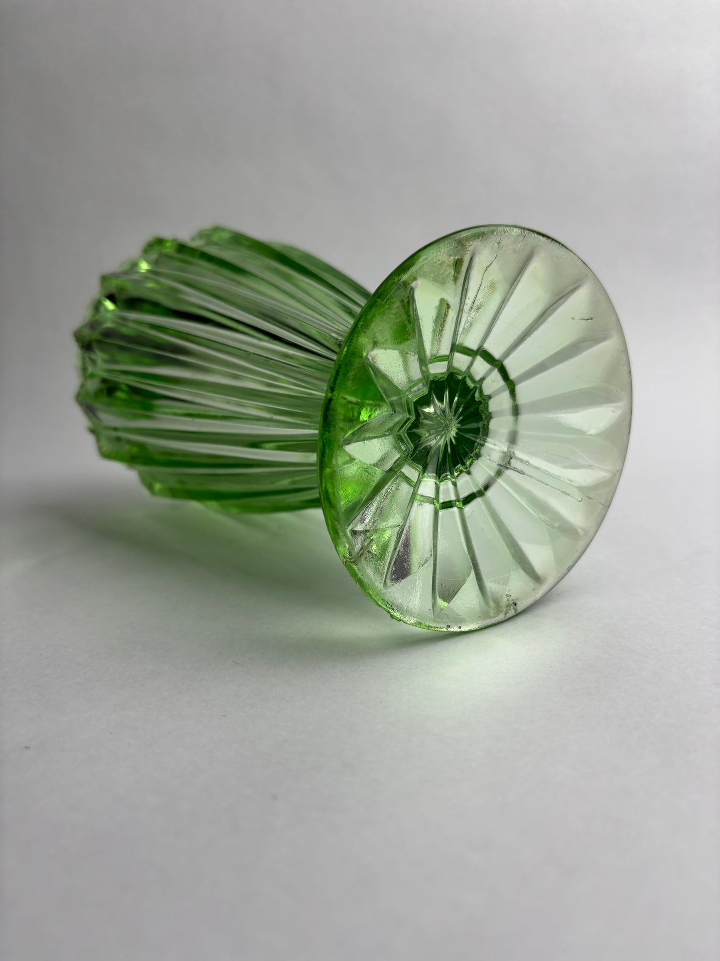 Art Deco Green Uranium Glass Vase