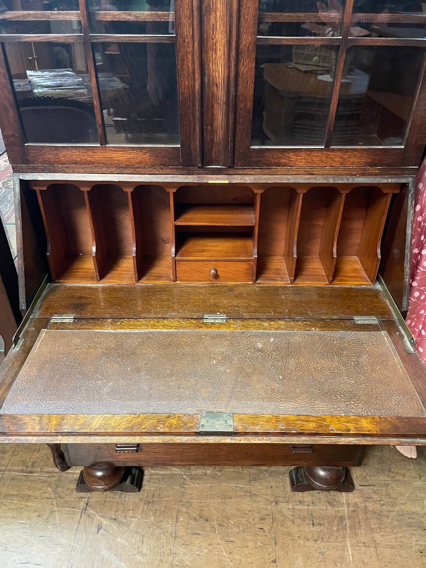 Vintage oak bureau bookcase (93cm@x 44cm x 198cm tall) VGC