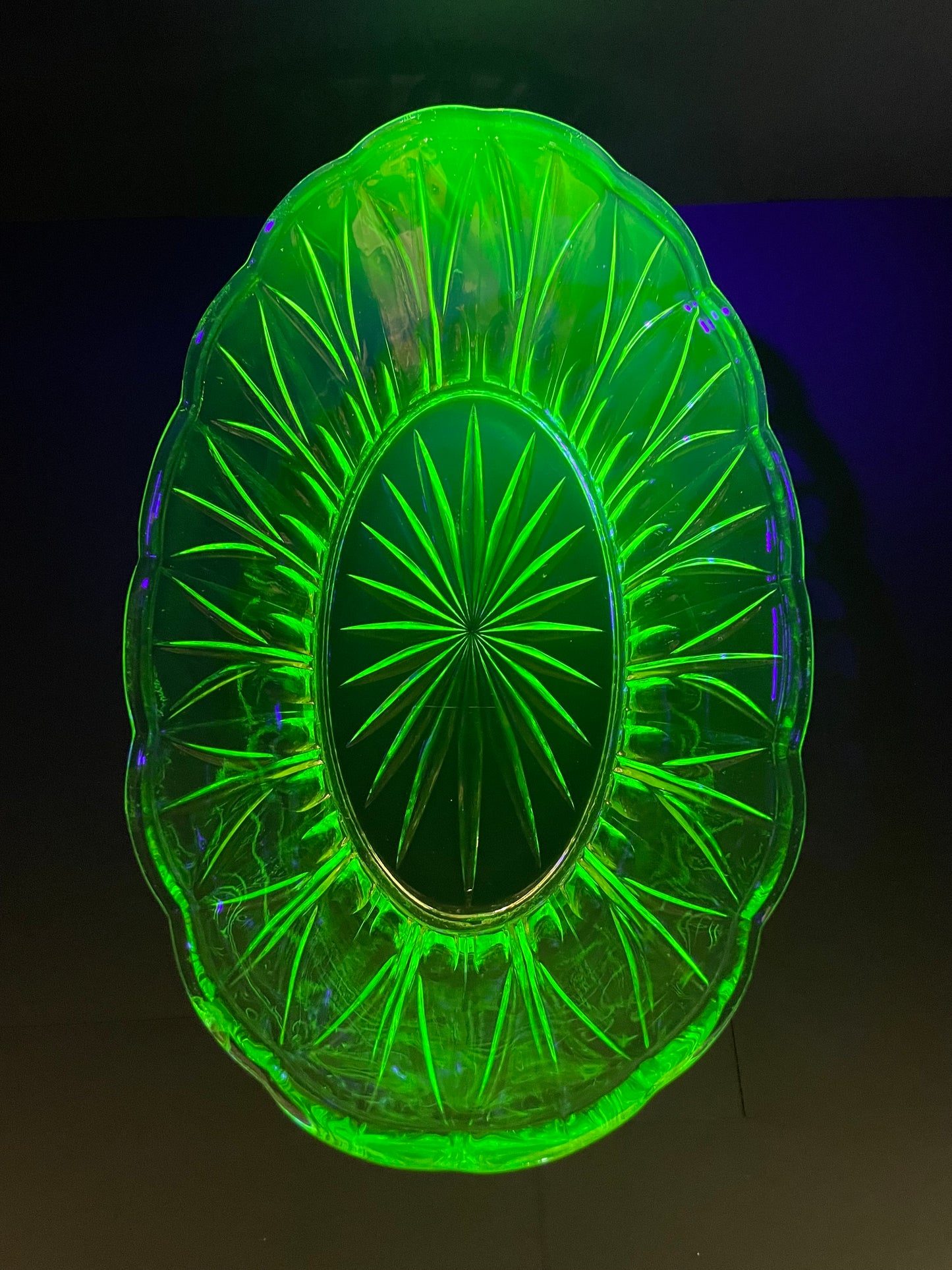 Uranium Glass Dish 27cm
