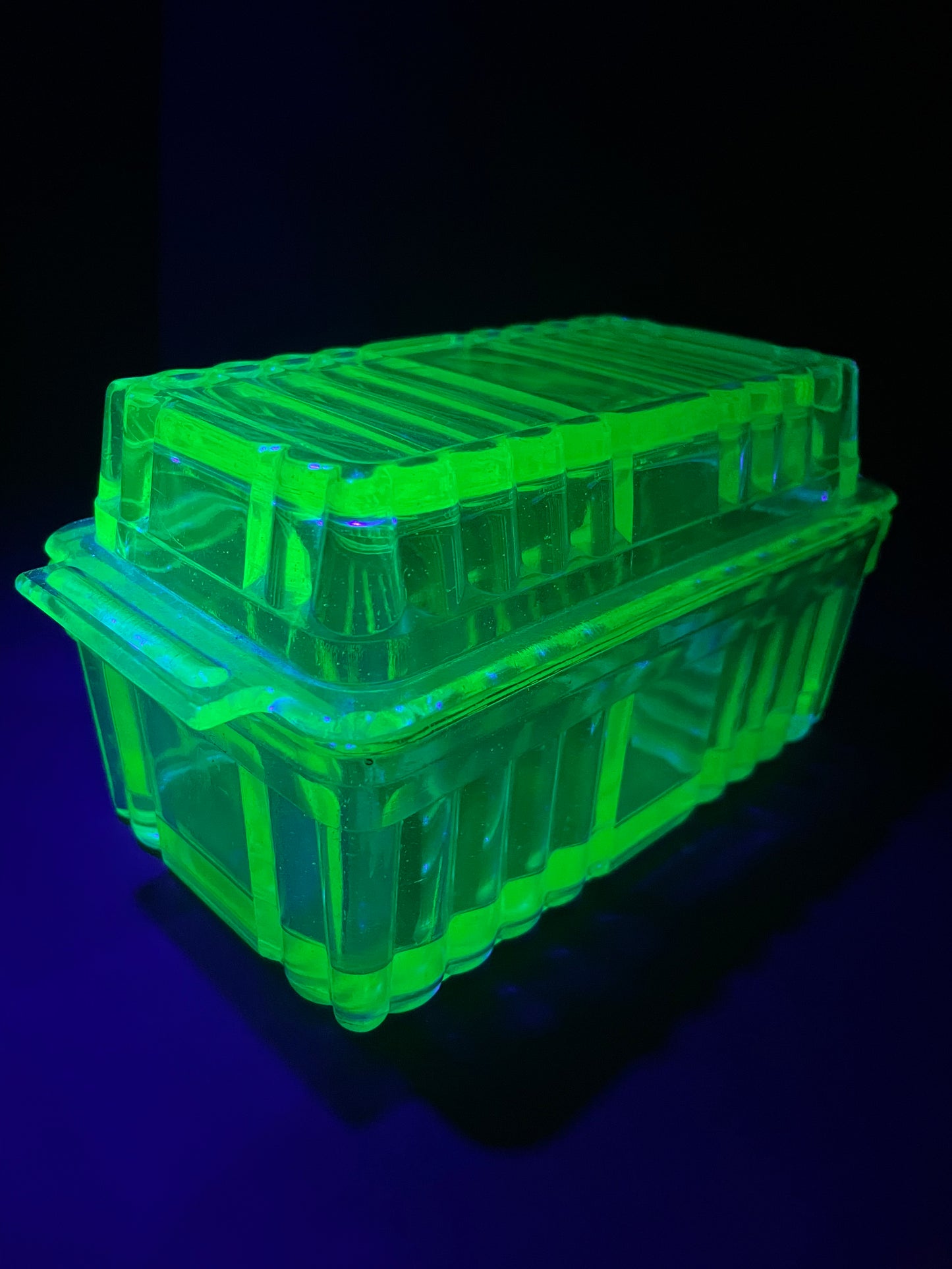 Uranium Glass Butter Dish