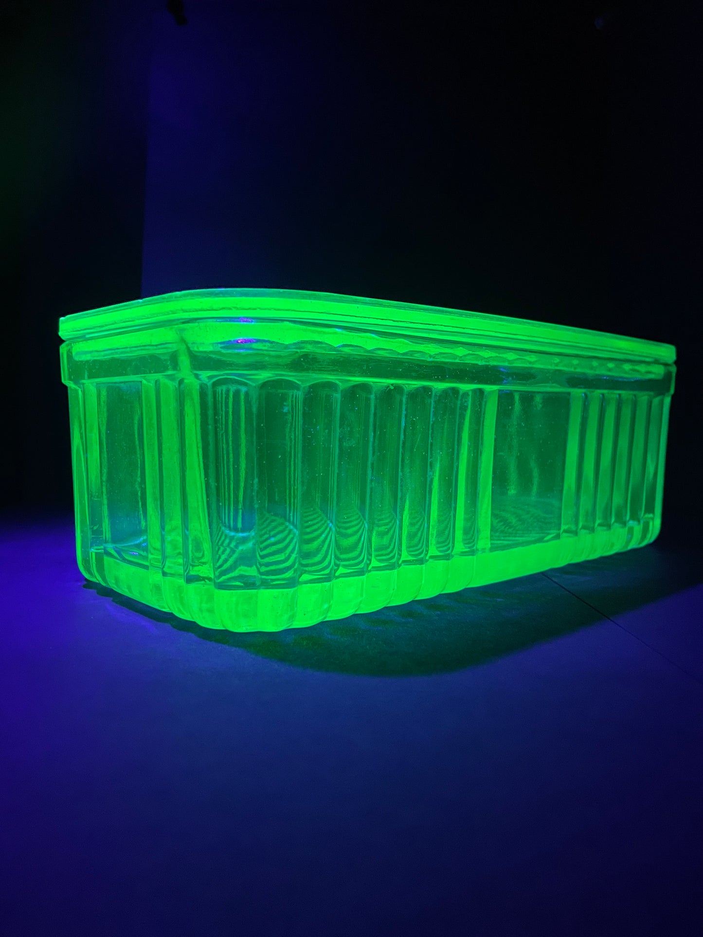 Uranium Glass Butter Dish