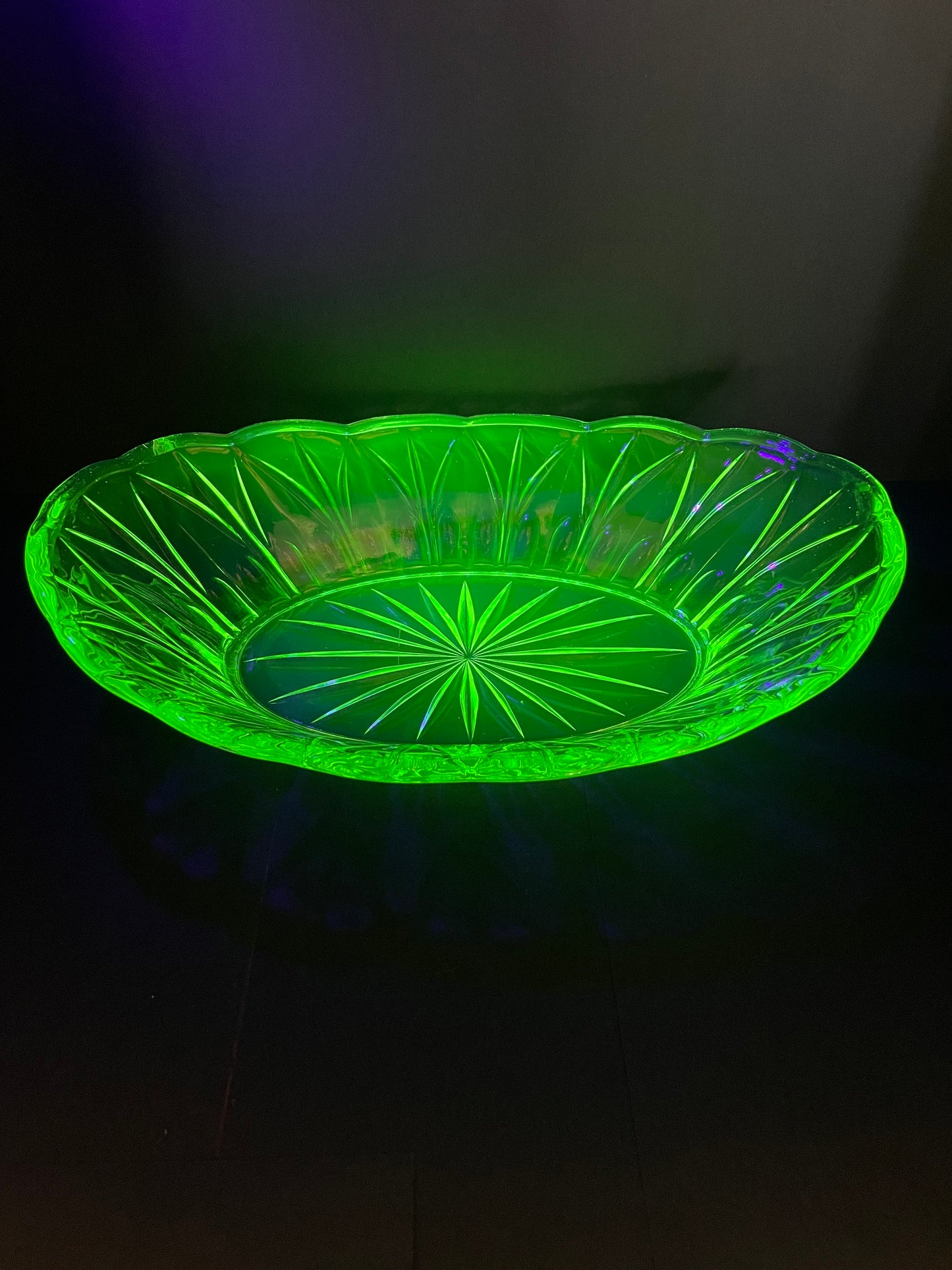 Uranium Glass Dish 27cm