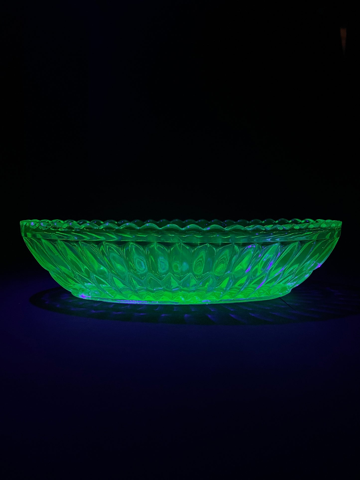 Uranium Glass Oval Bowl