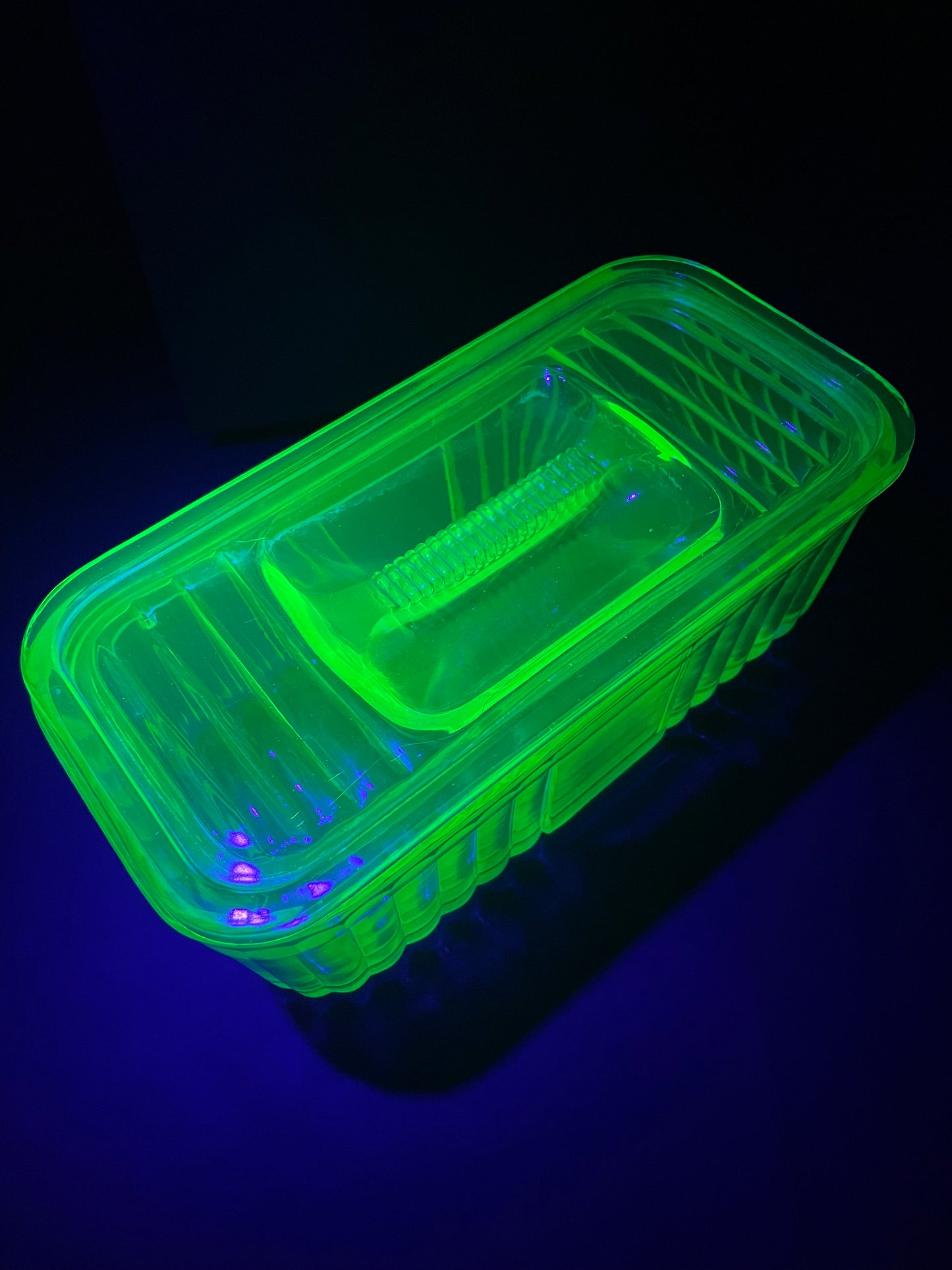 Uranium Glass Butter Dish
