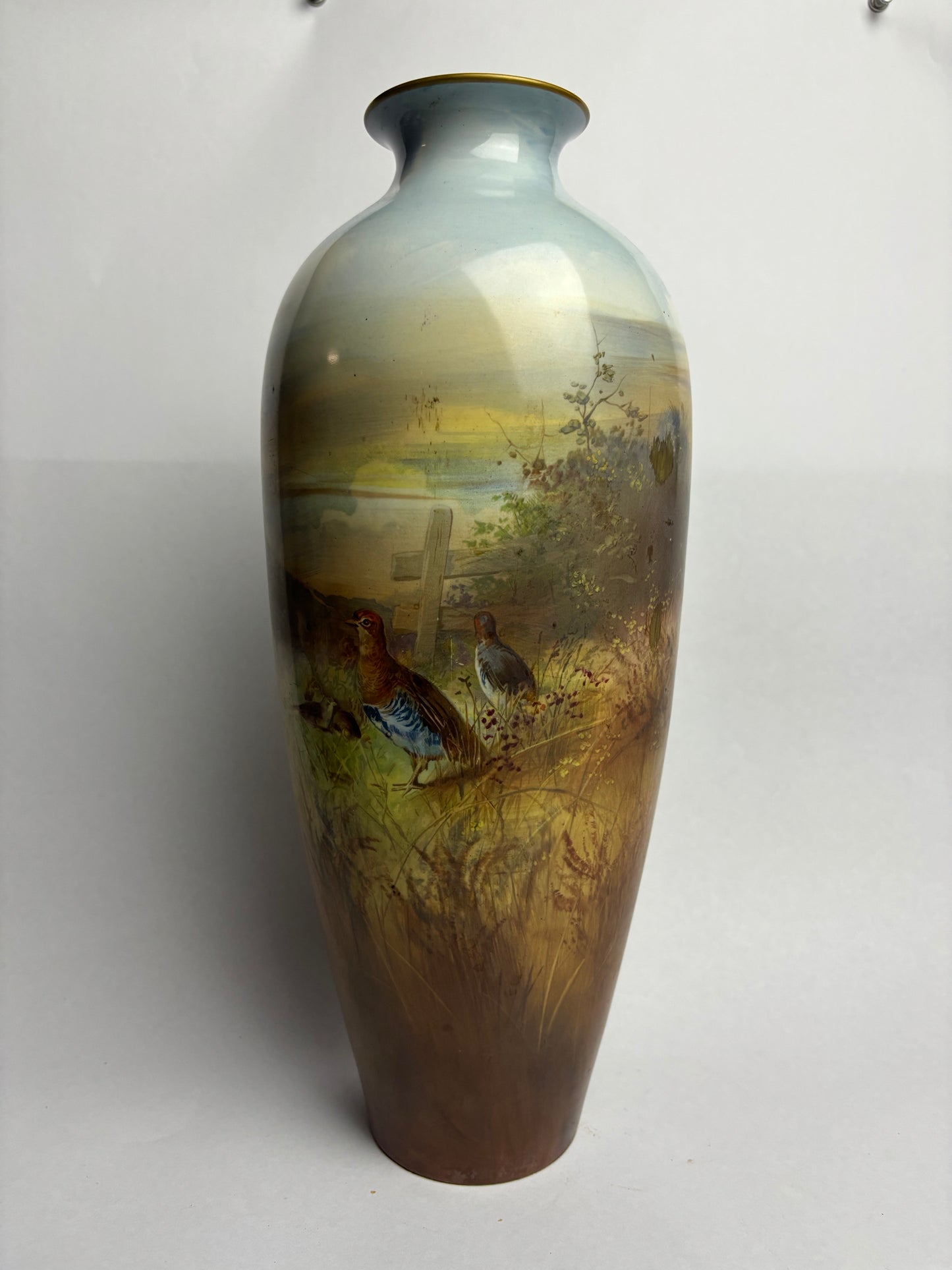 Pair of Hand-painted Winton Vases with Pheasants