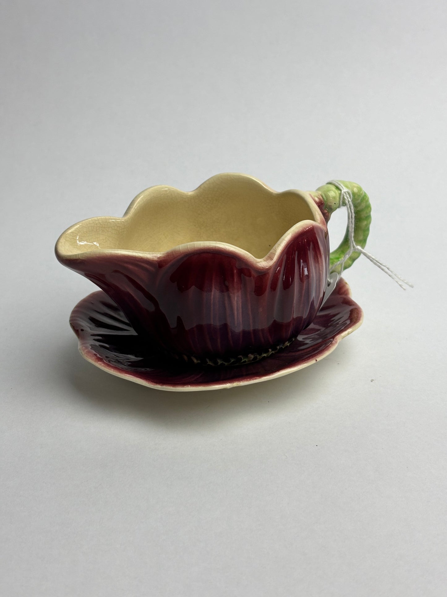 Anemone Majolica Gravy Boat & Saucer by Shorter & Son