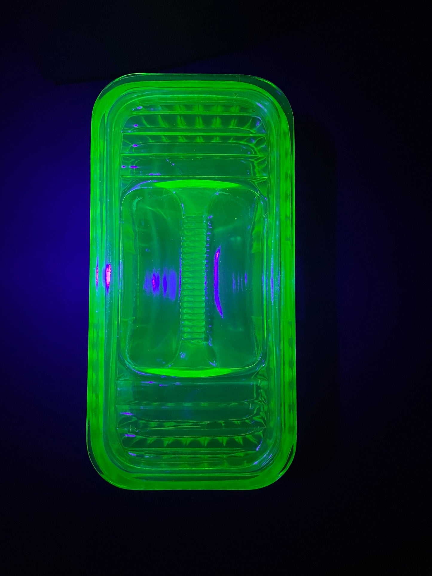 Uranium Glass Butter Dish
