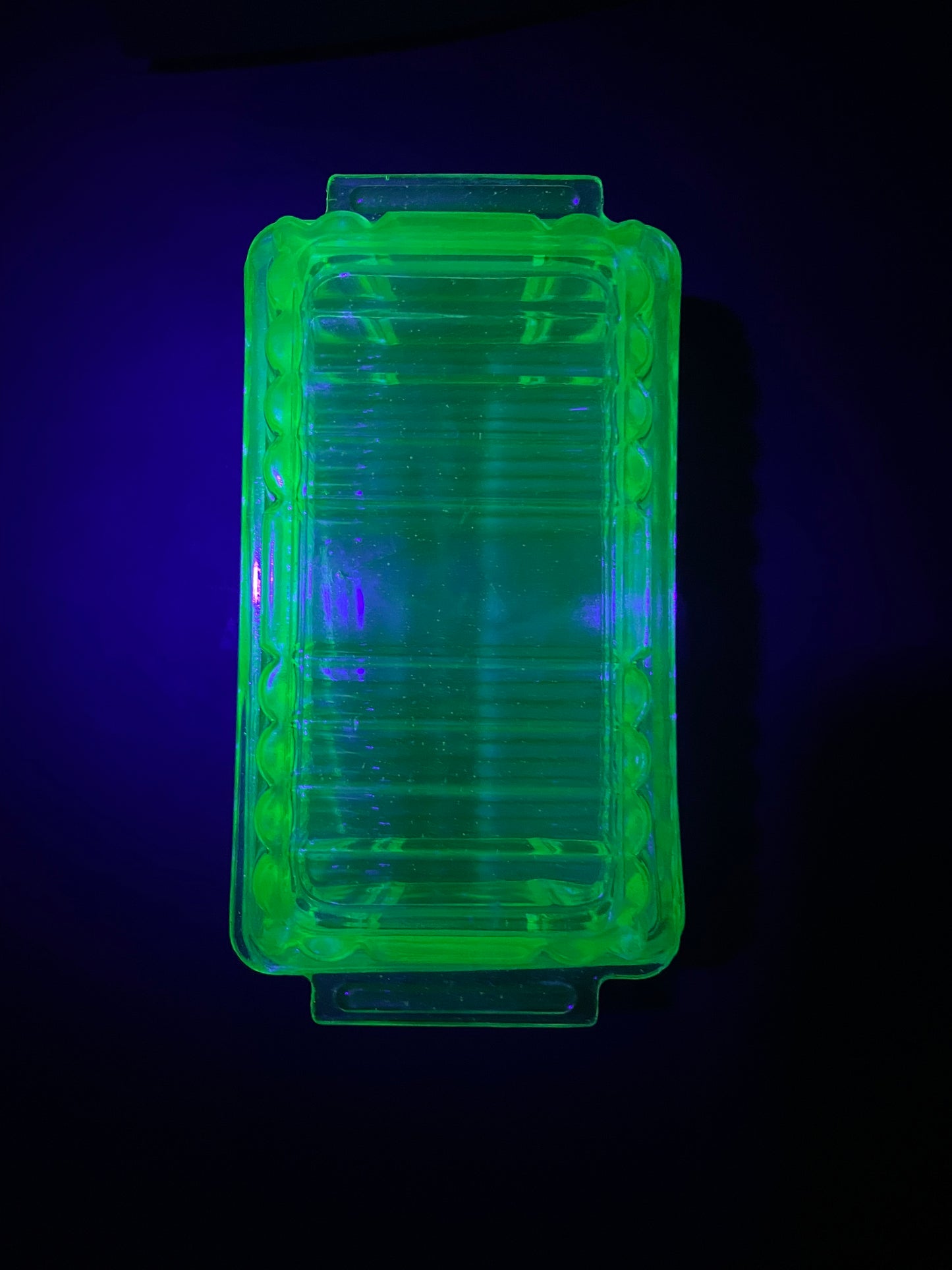 Uranium Glass Butter Dish