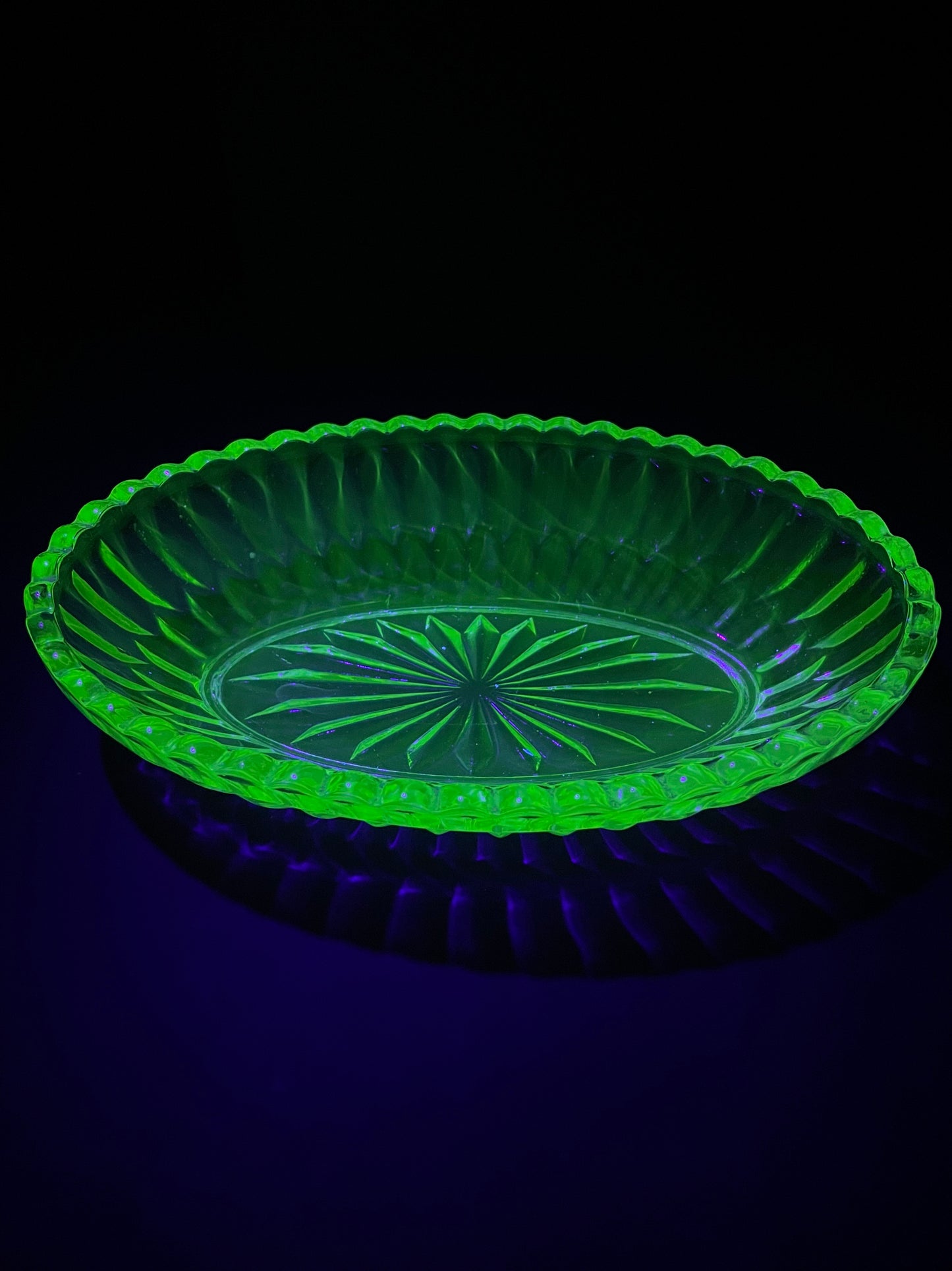 Uranium Glass Oval Bowl