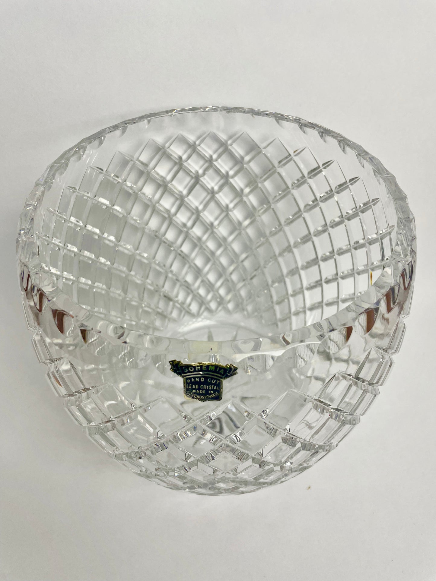 Large, heavy vintage Bohemia Crystal vase