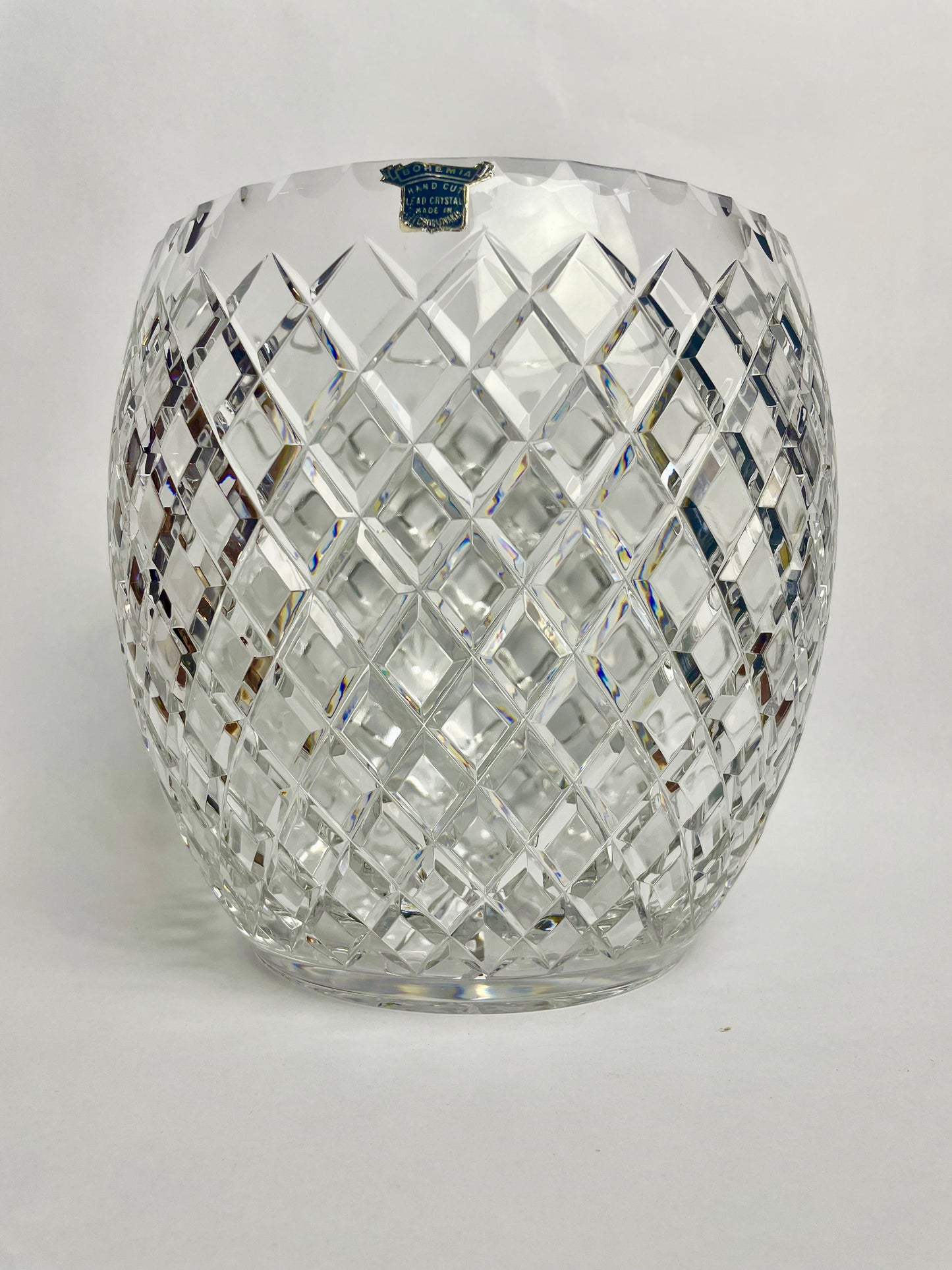 Large, heavy vintage Bohemia Crystal vase