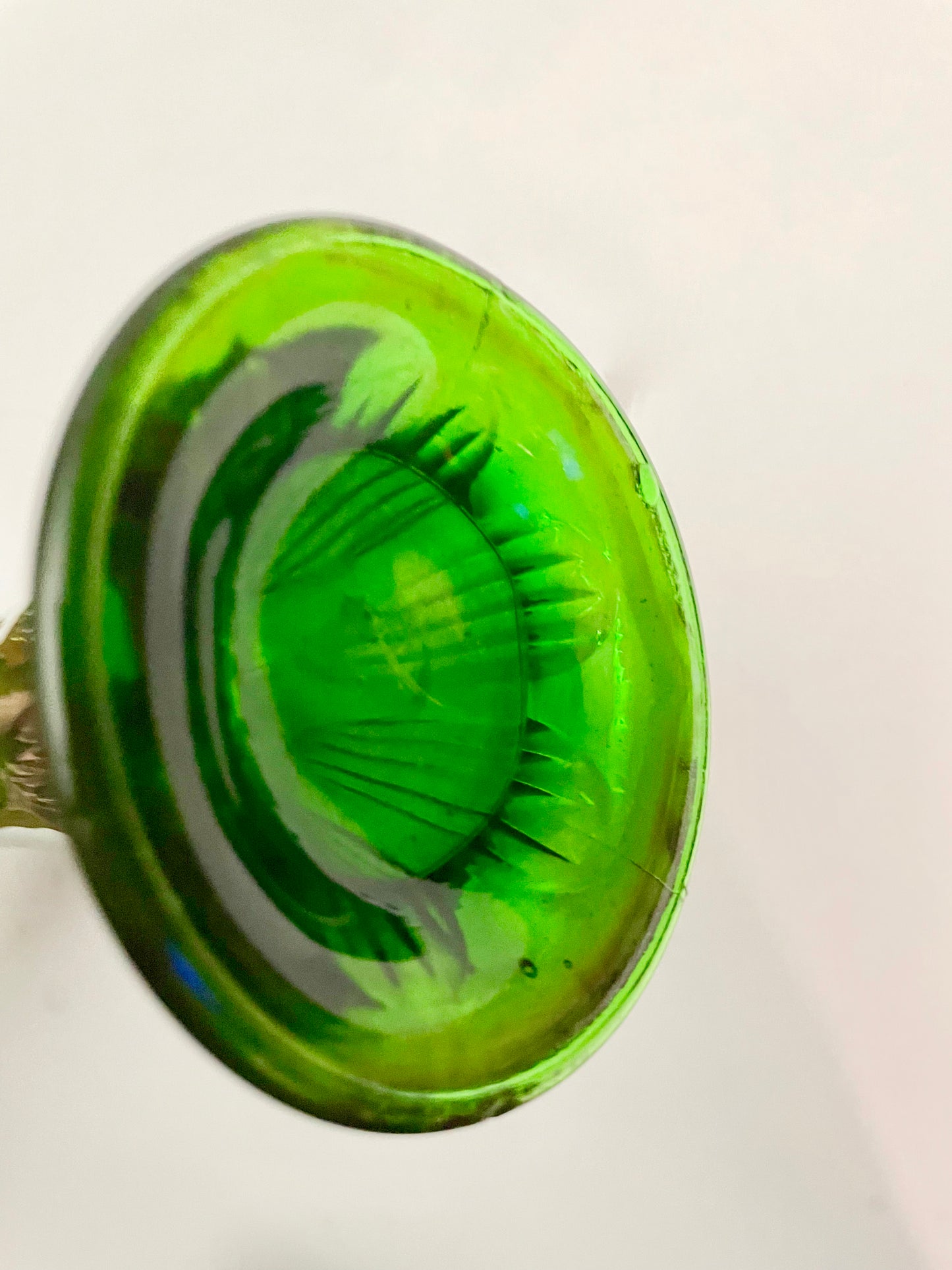 Pair of Green Carnival Glass Vases