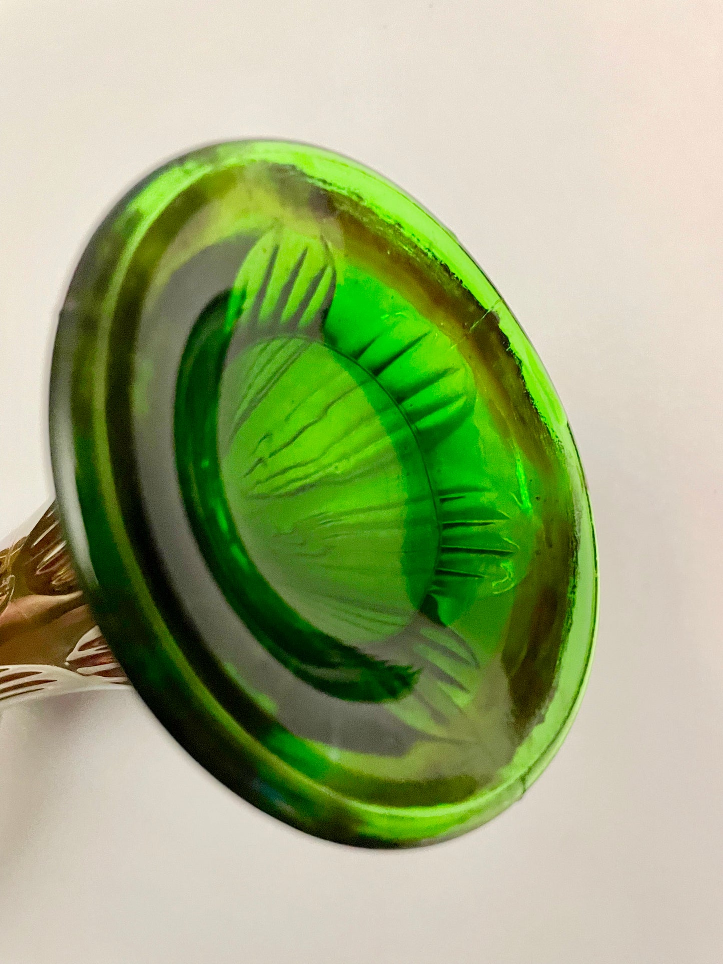 Pair of Green Carnival Glass Vases