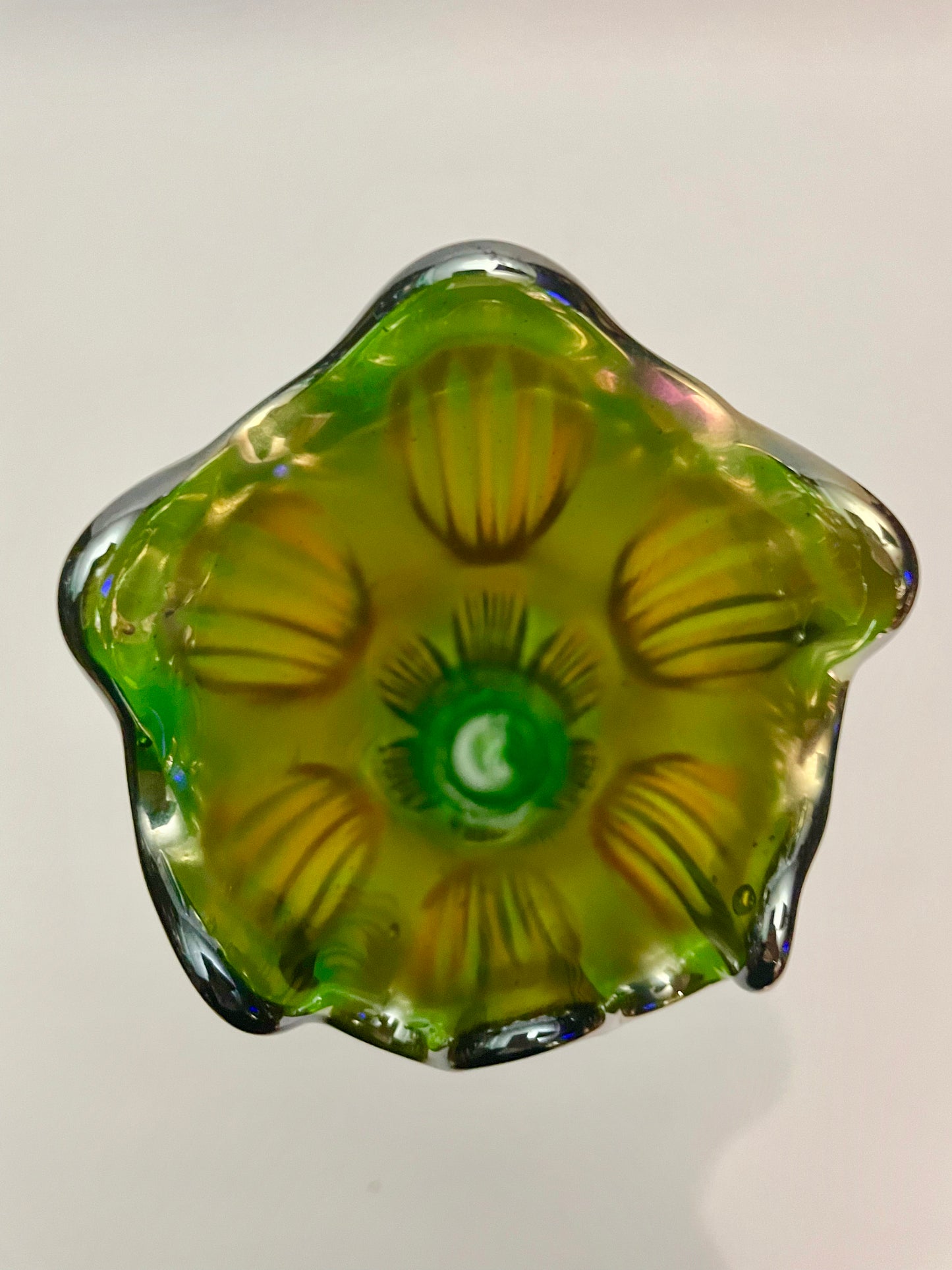 Pair of Green Carnival Glass Vases