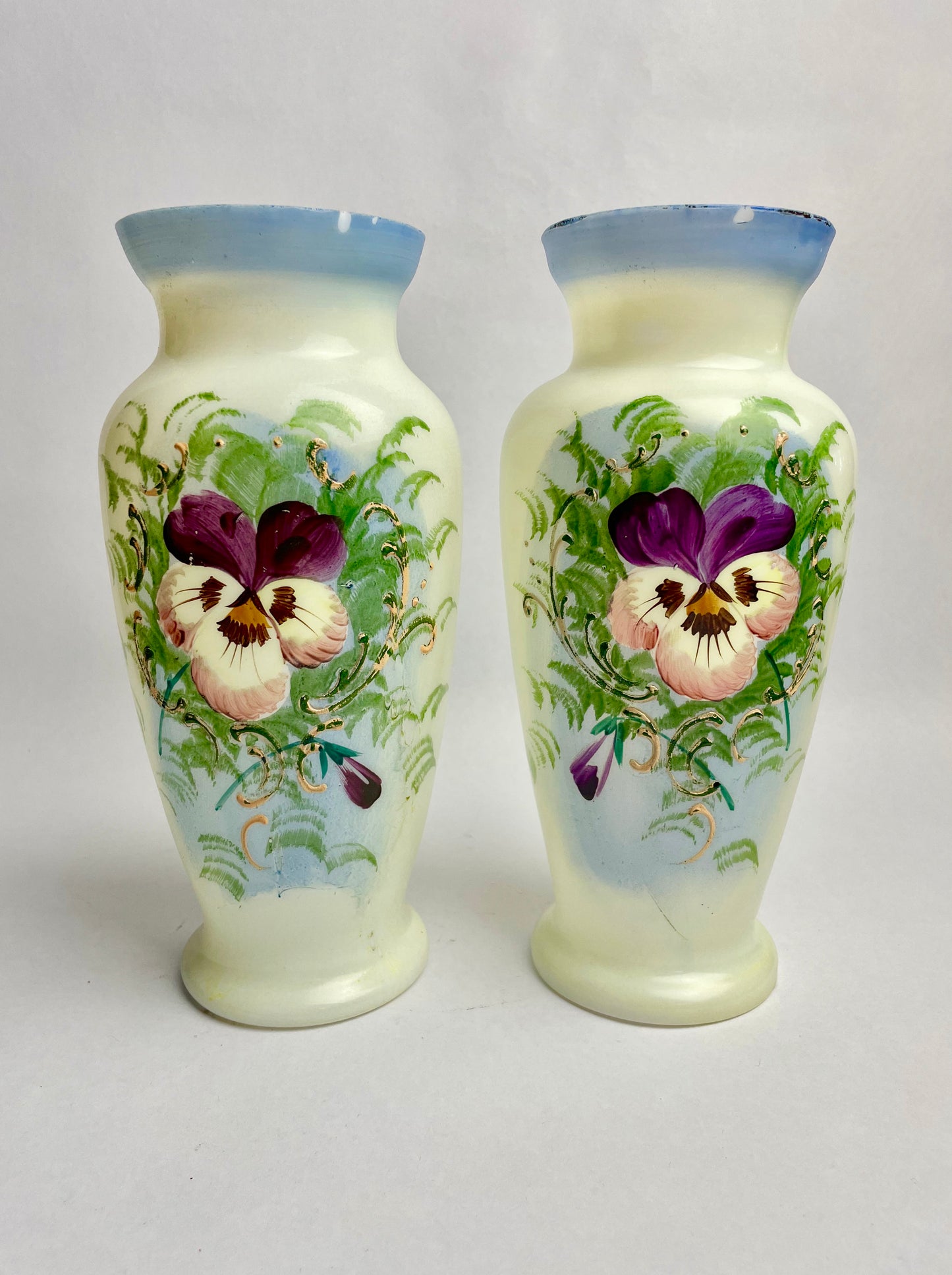 Pair of Opaque Milk Glass Vases
