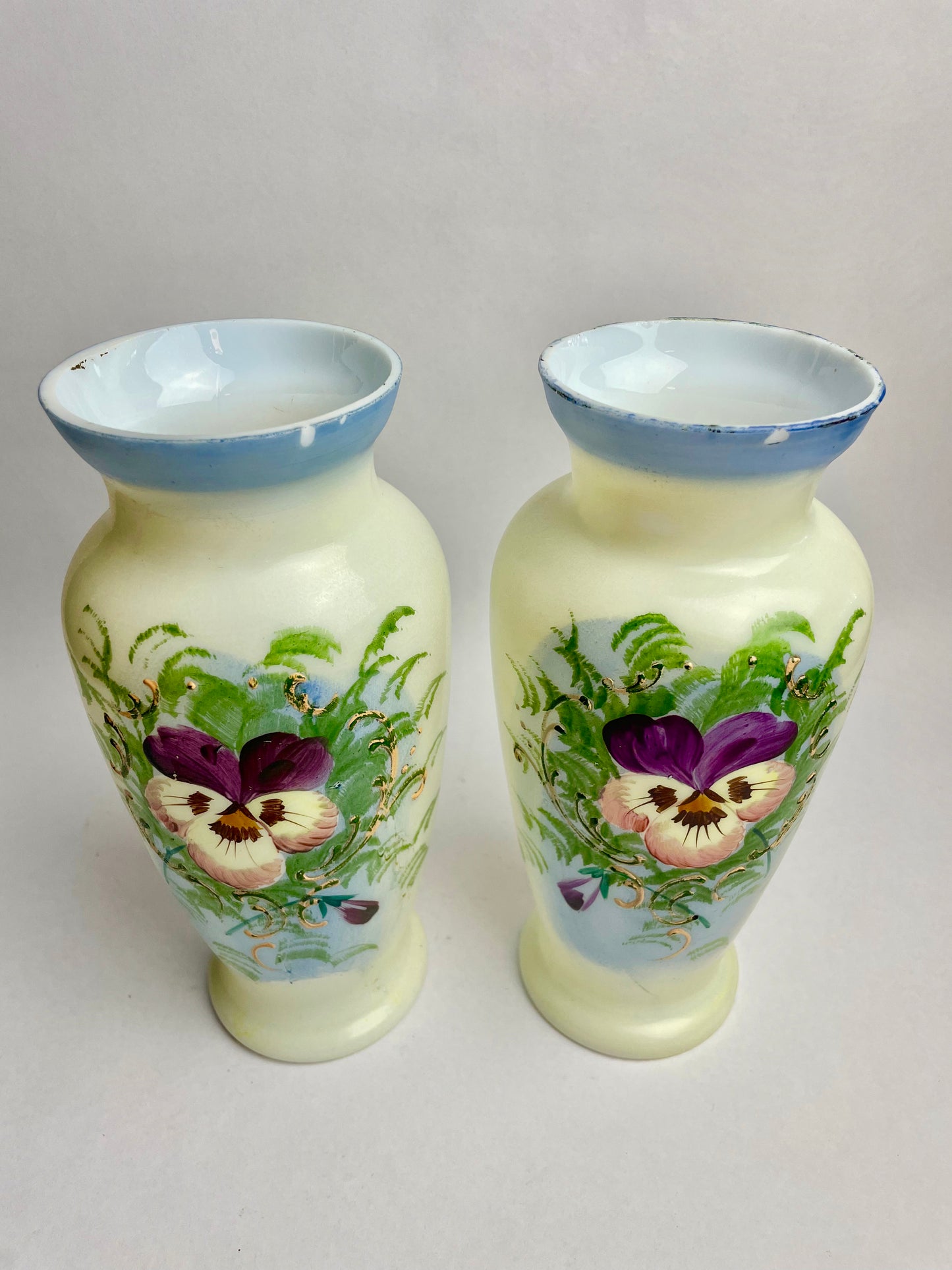 Pair of Opaque Milk Glass Vases