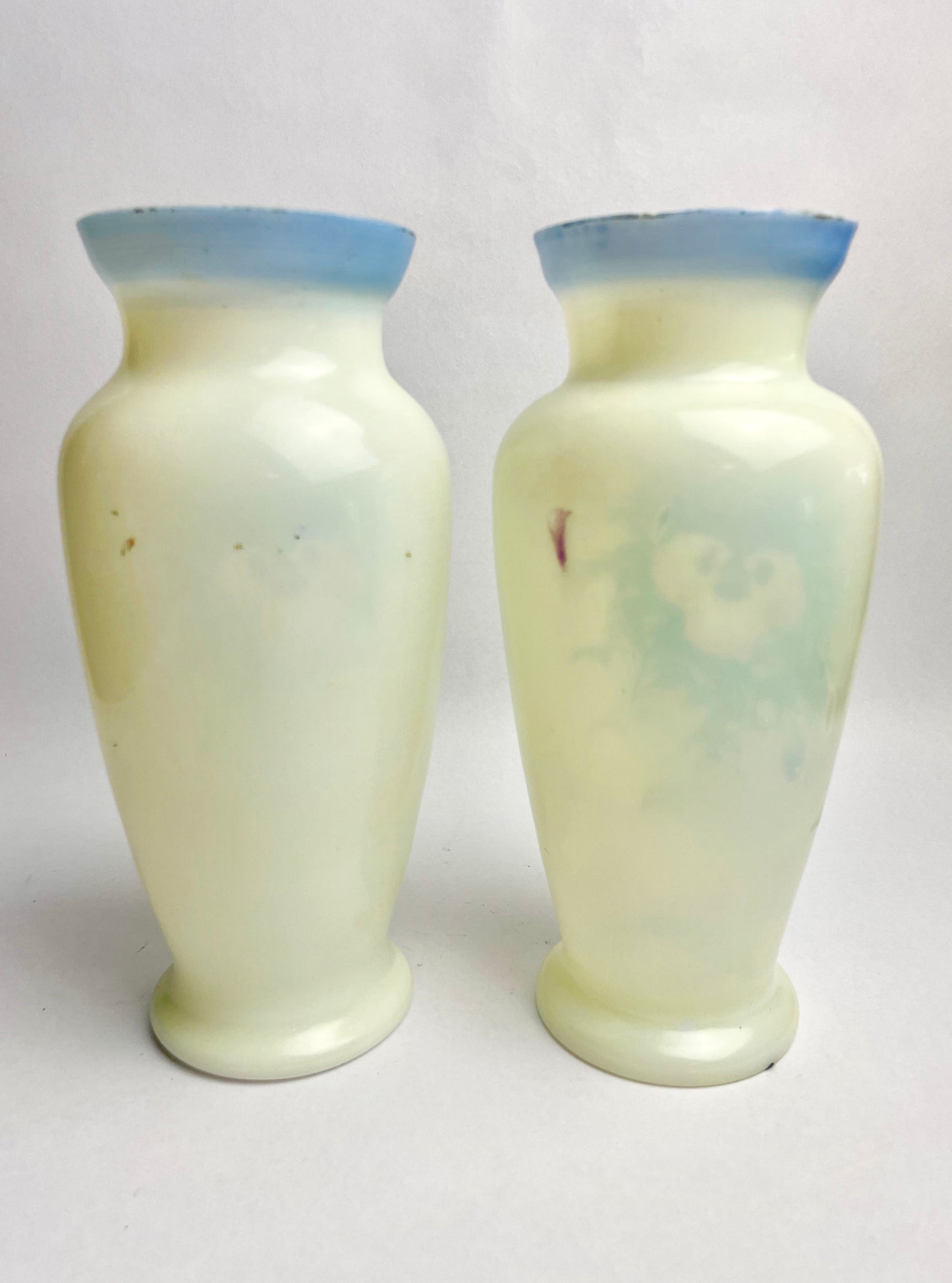 Pair of Opaque Milk Glass Vases