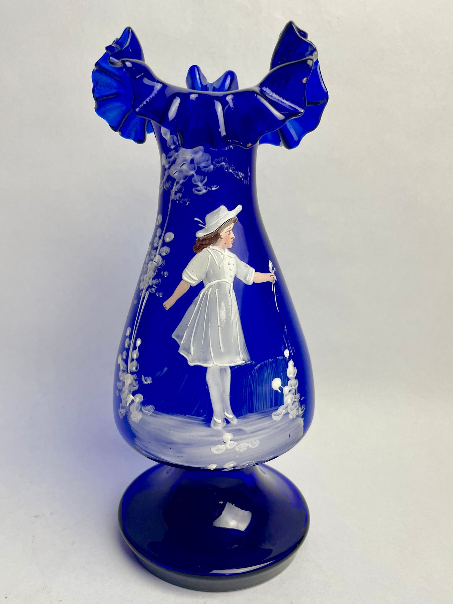 Blue Victorian Mary Gregory Vase