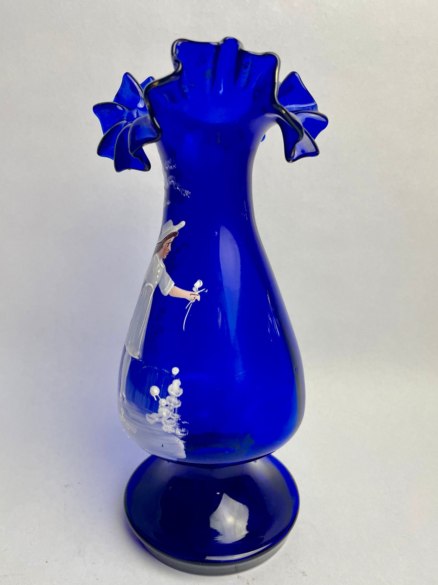 Blue Victorian Mary Gregory Vase