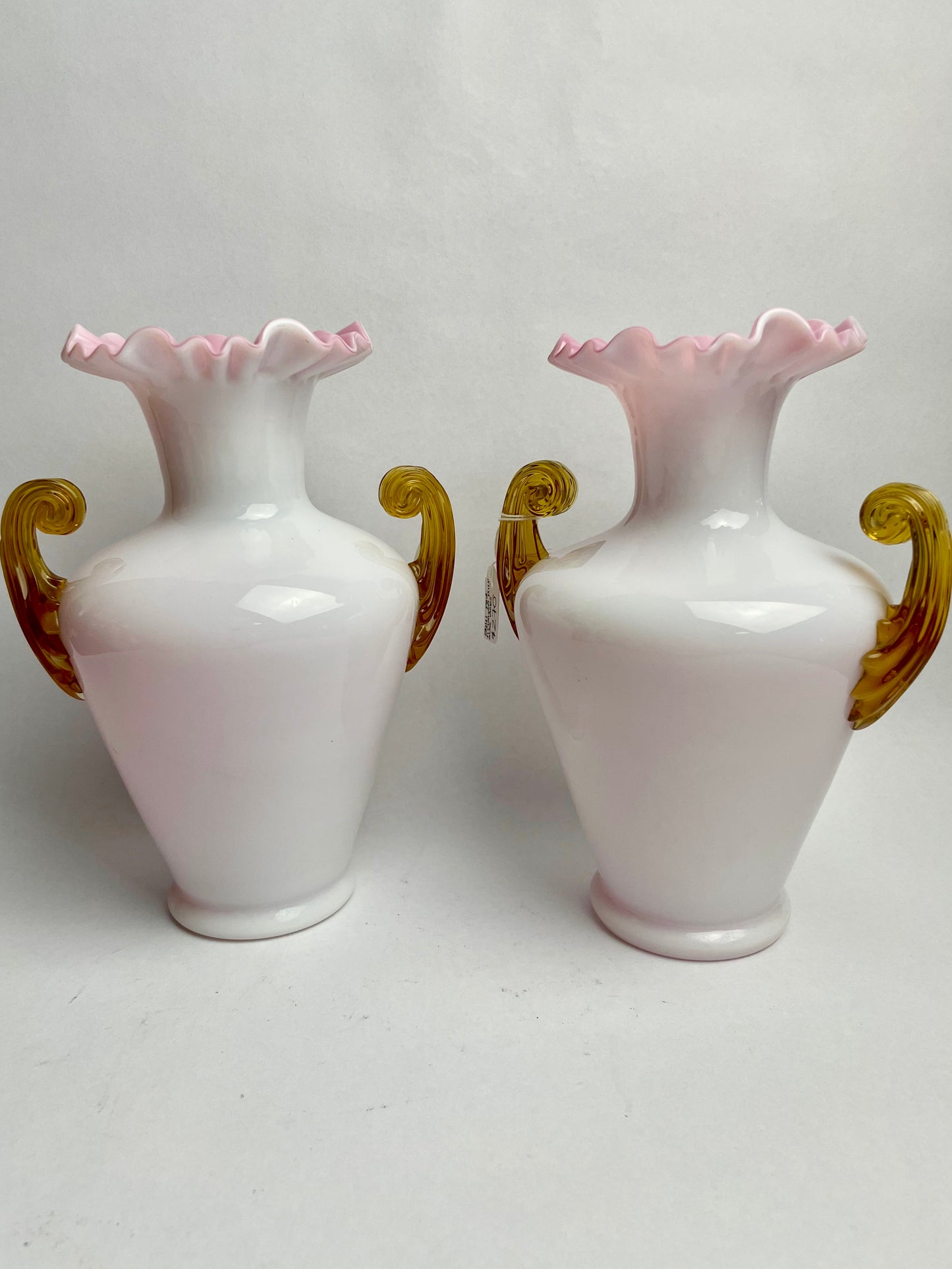 Pair of Victorian Milk Glass Vases