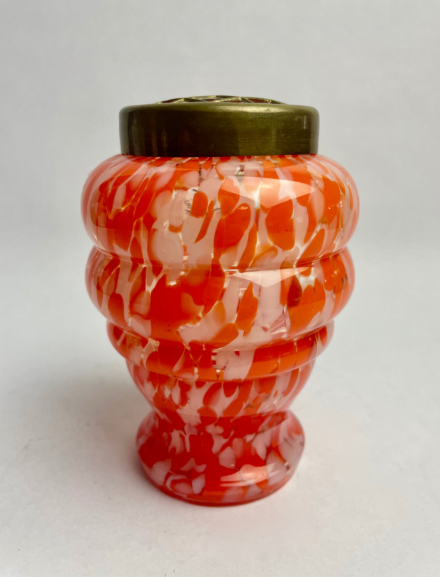Vintage Czech Splatter Rose Glass Vase