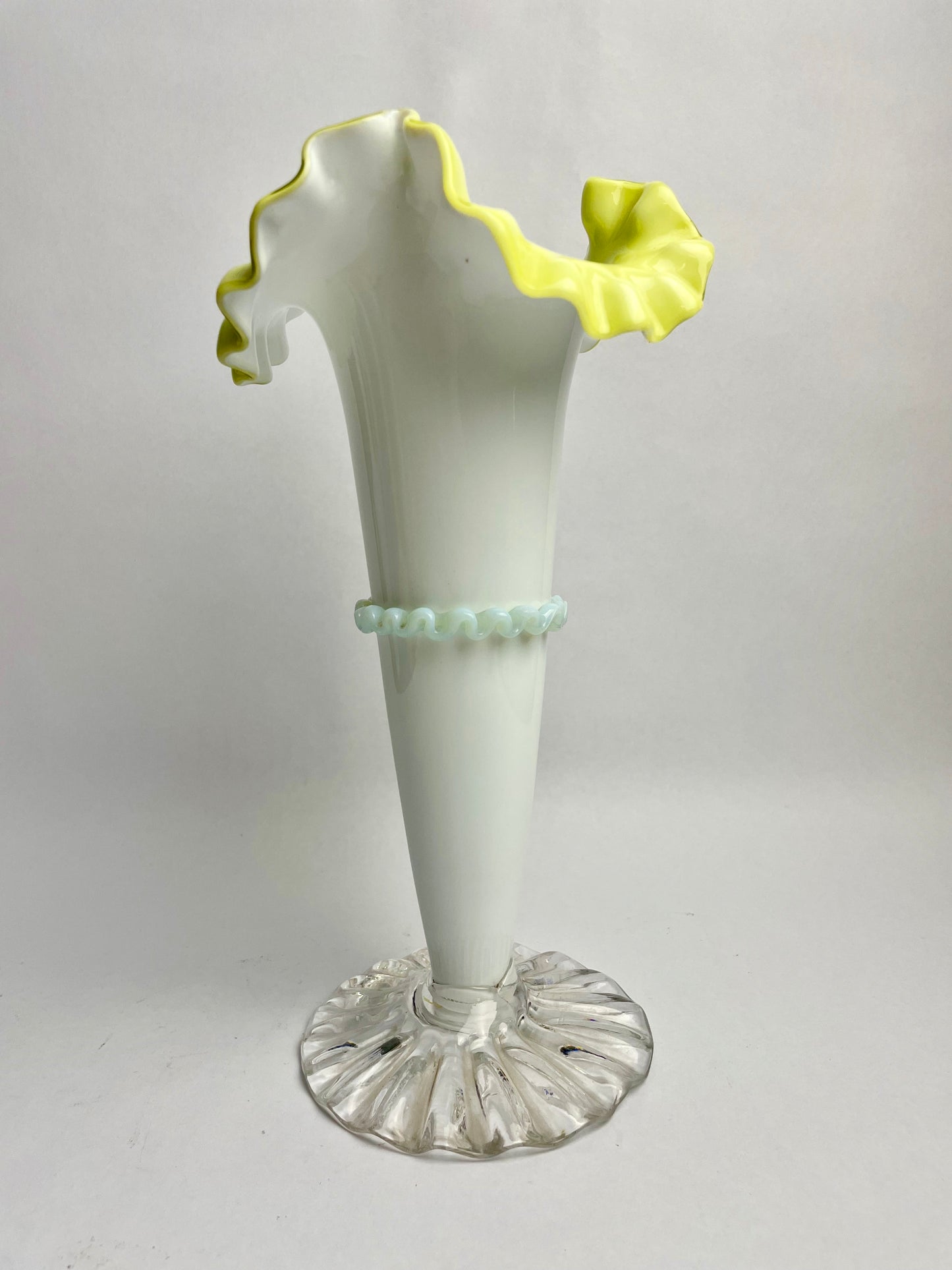 Tall Victorian Milk Glass Vase