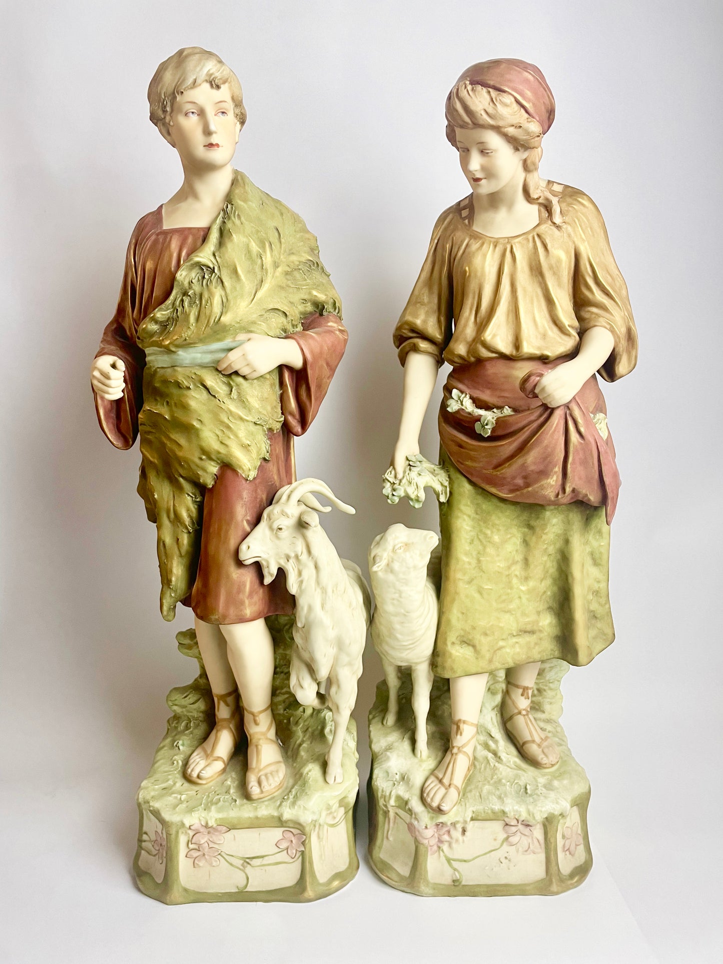 Fabulous Large Antique Pair of Royal Dux Bohemia Figures