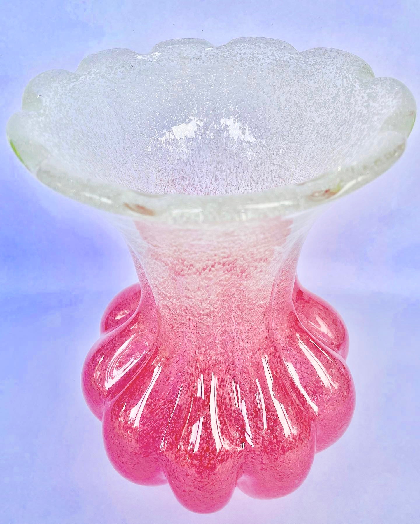 Large Controlled bubble art glass vase