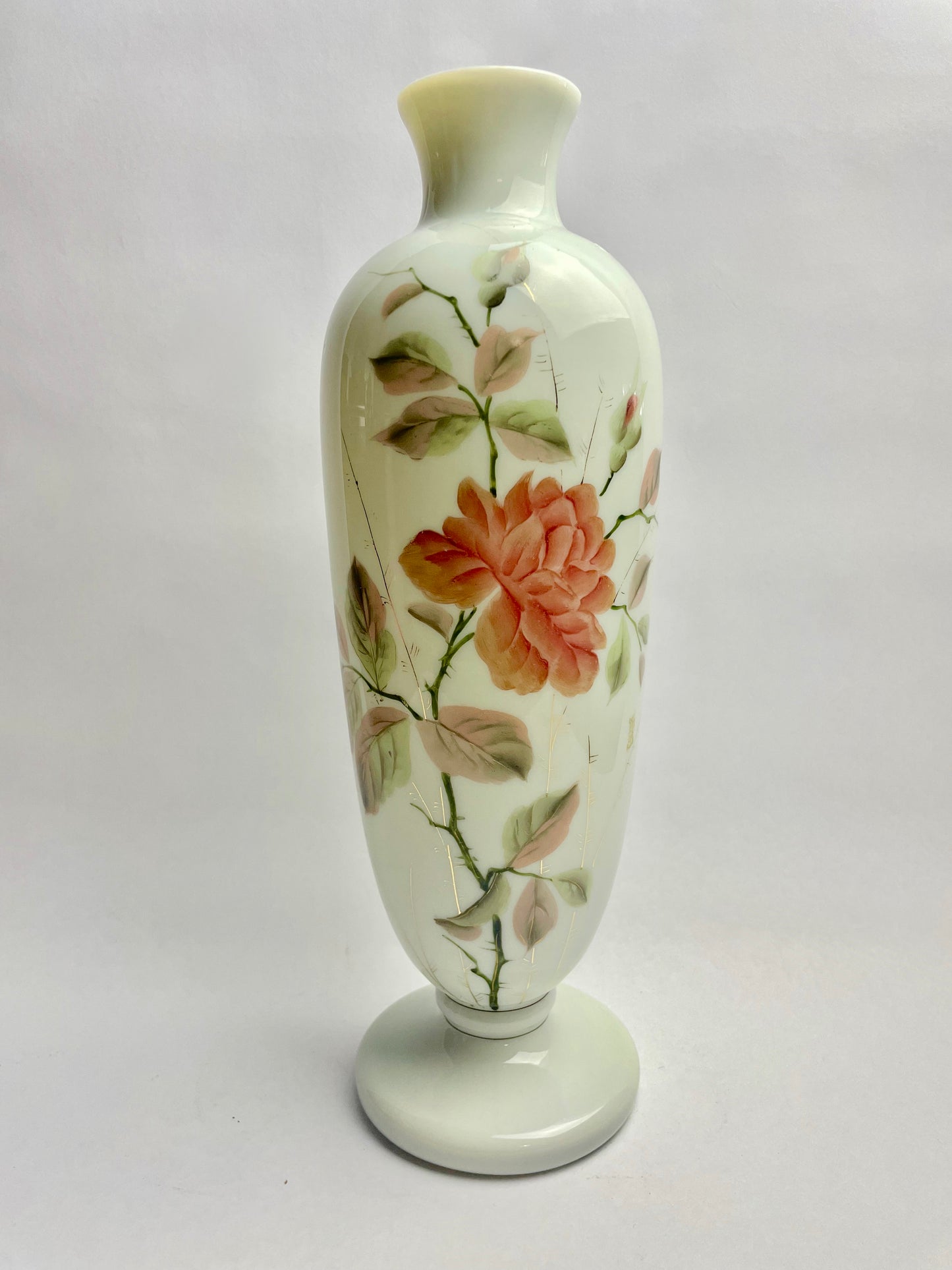 Victorian Hand-painted Milk Glass Vase