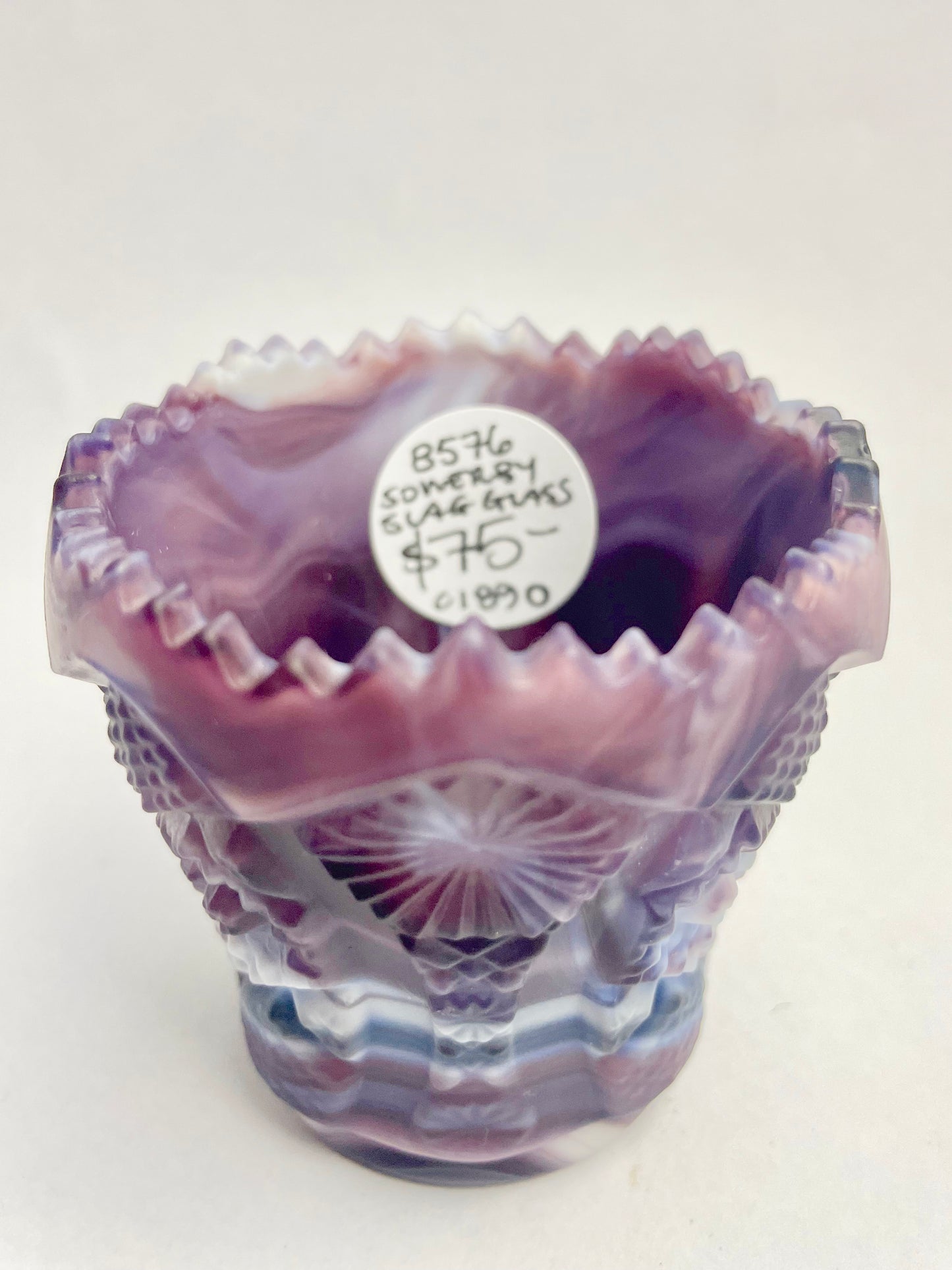Sowerby Purple Malachite Slag Glass c1890