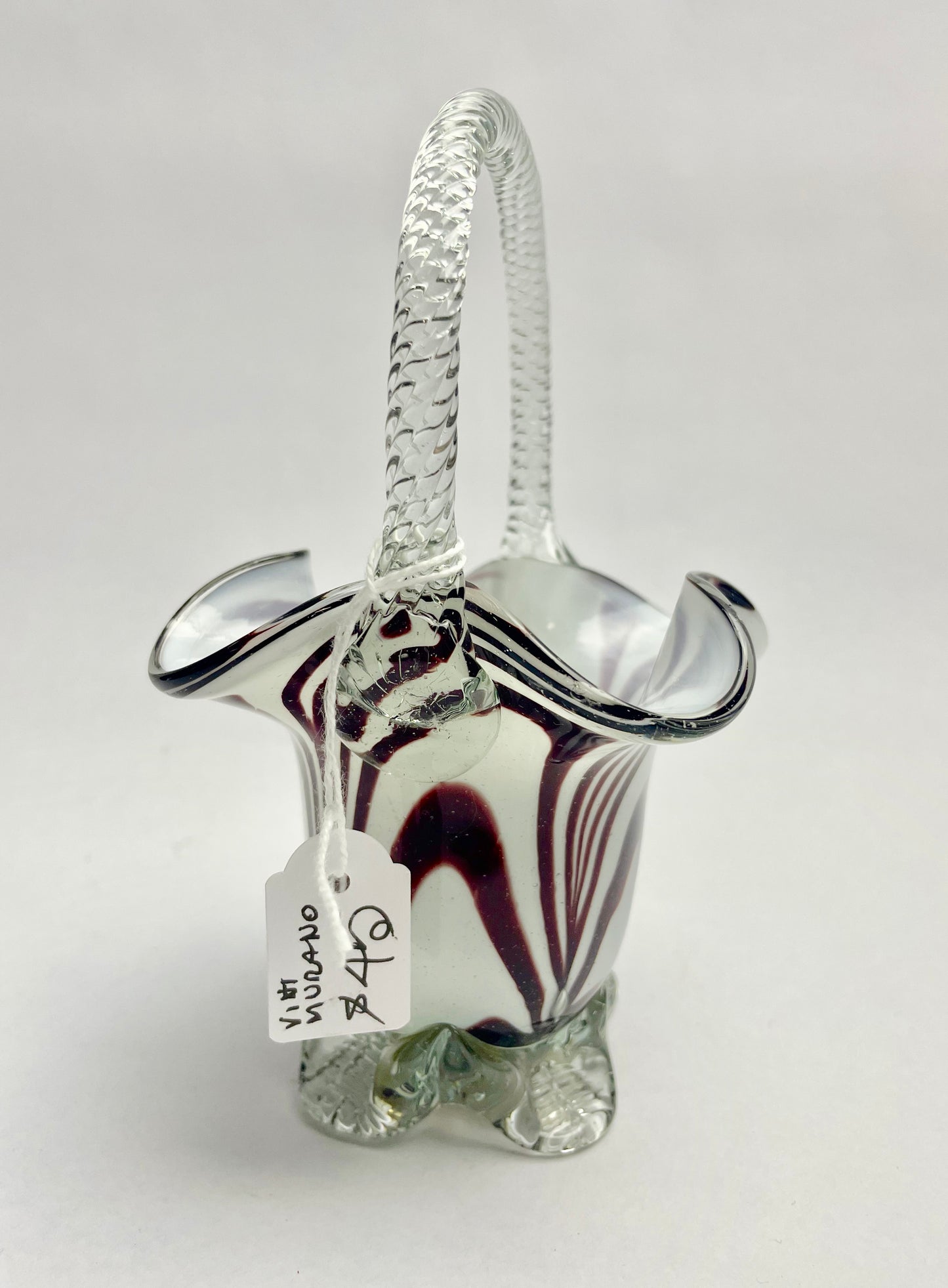 Small Vintage Murano Art Glass Basket