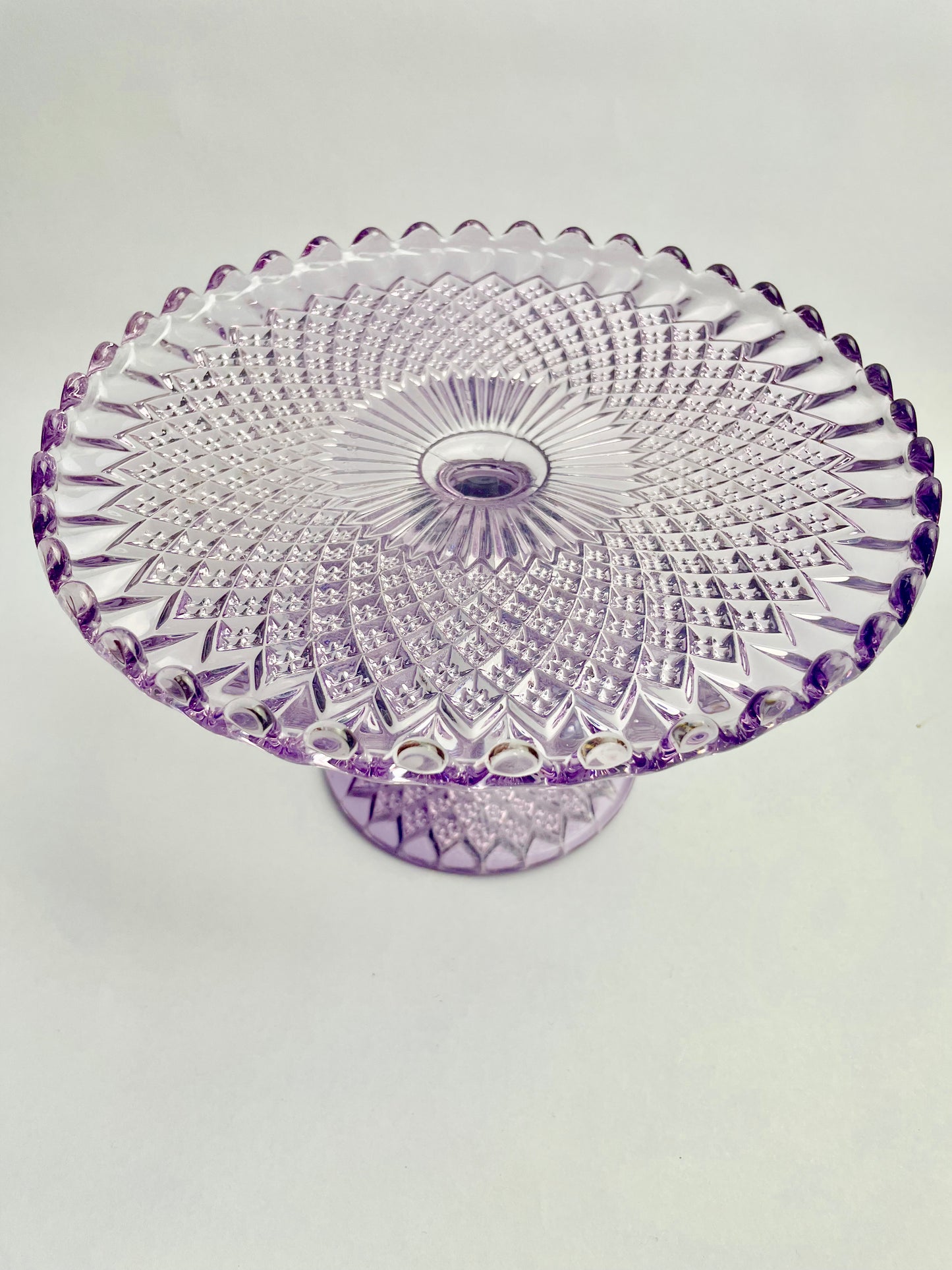 Vintage Amethyst Glass Cake Stand
