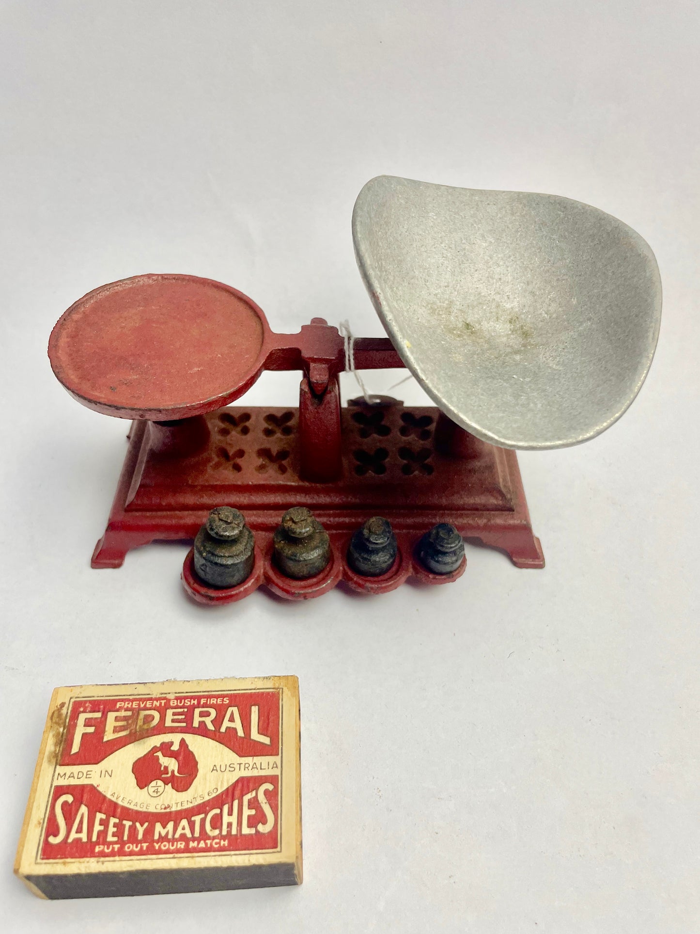 Cast Iron Miniature scales (matchbox not for sale)