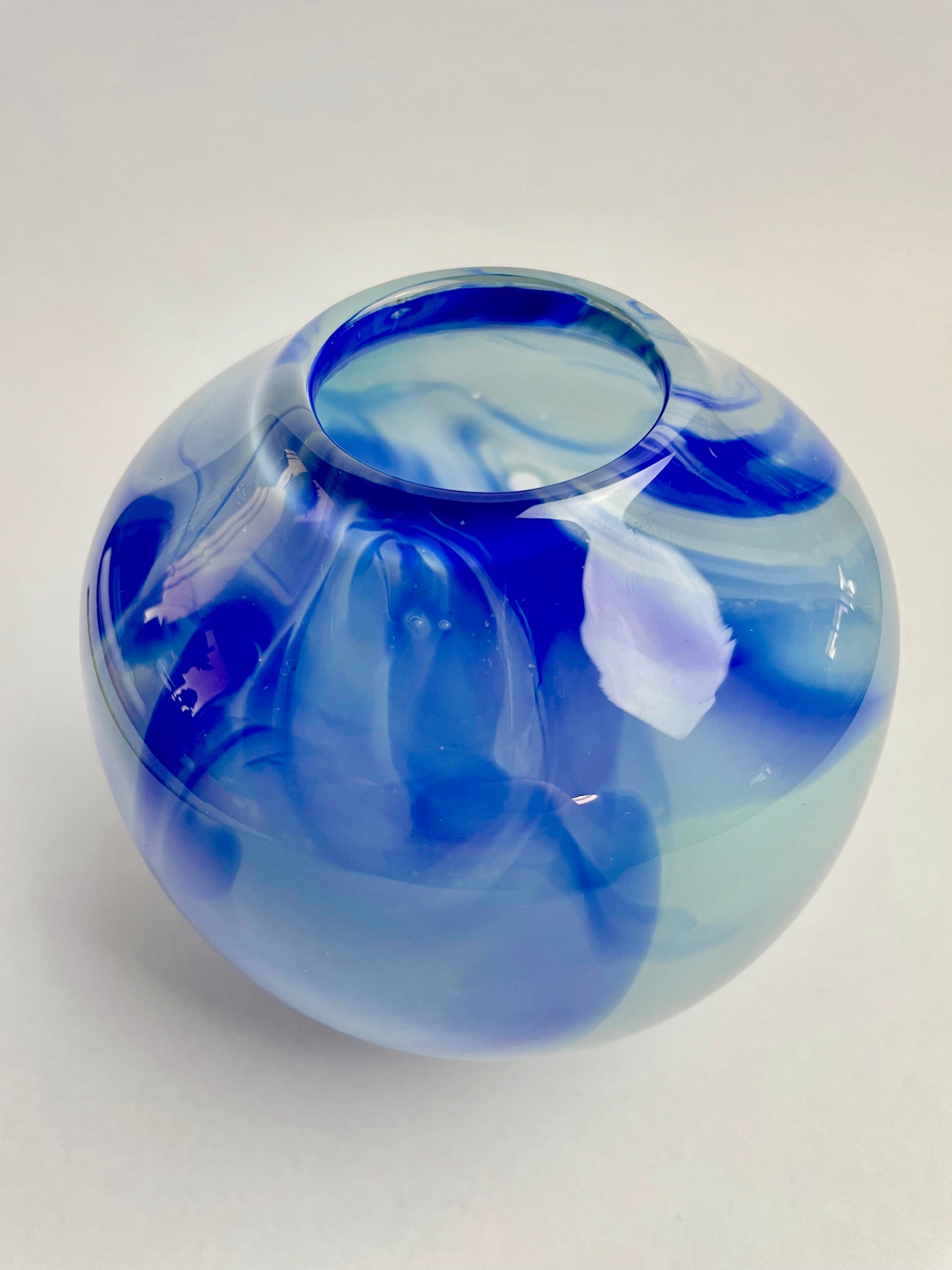 Small Blue Art Glass Vase SIGNED
