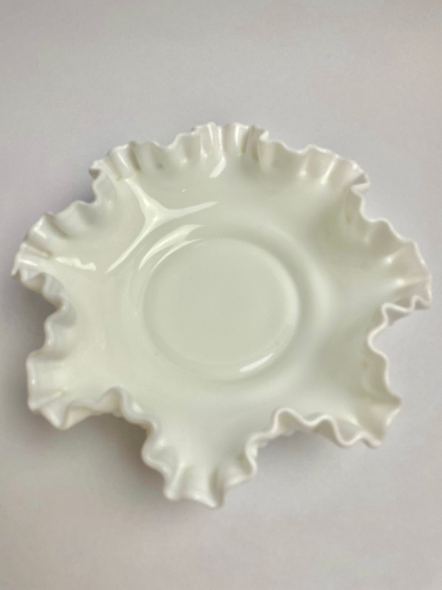 Fenton Ruffled Edge Hobnail White Milk Glass Bowl