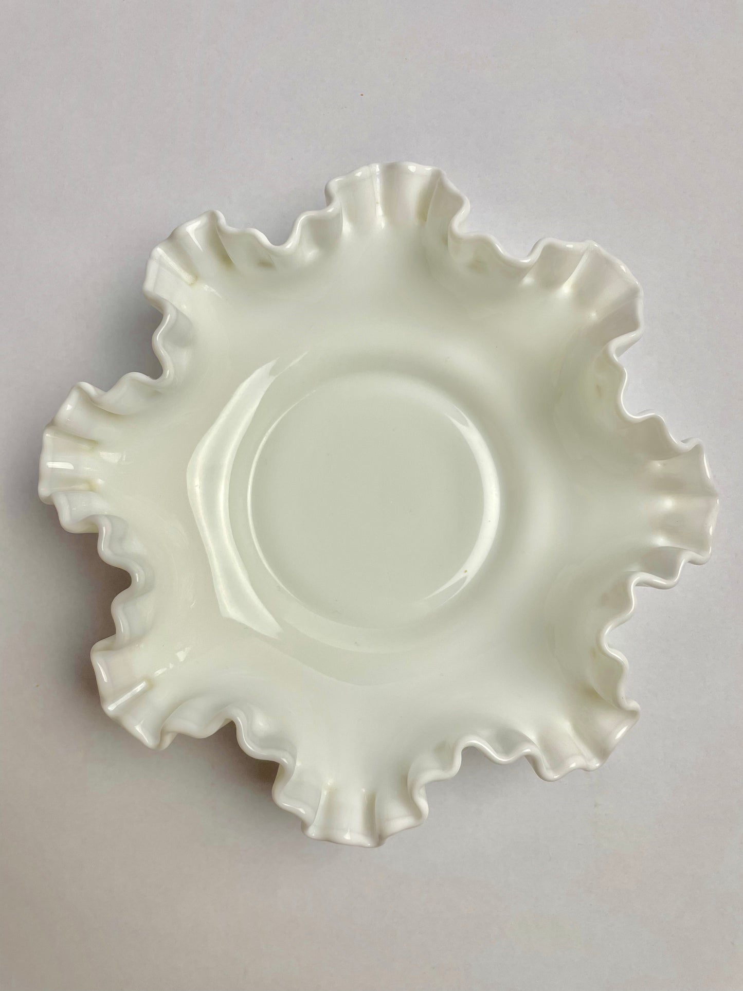 Fenton Ruffled Edge Hobnail White Milk Glass Bowl