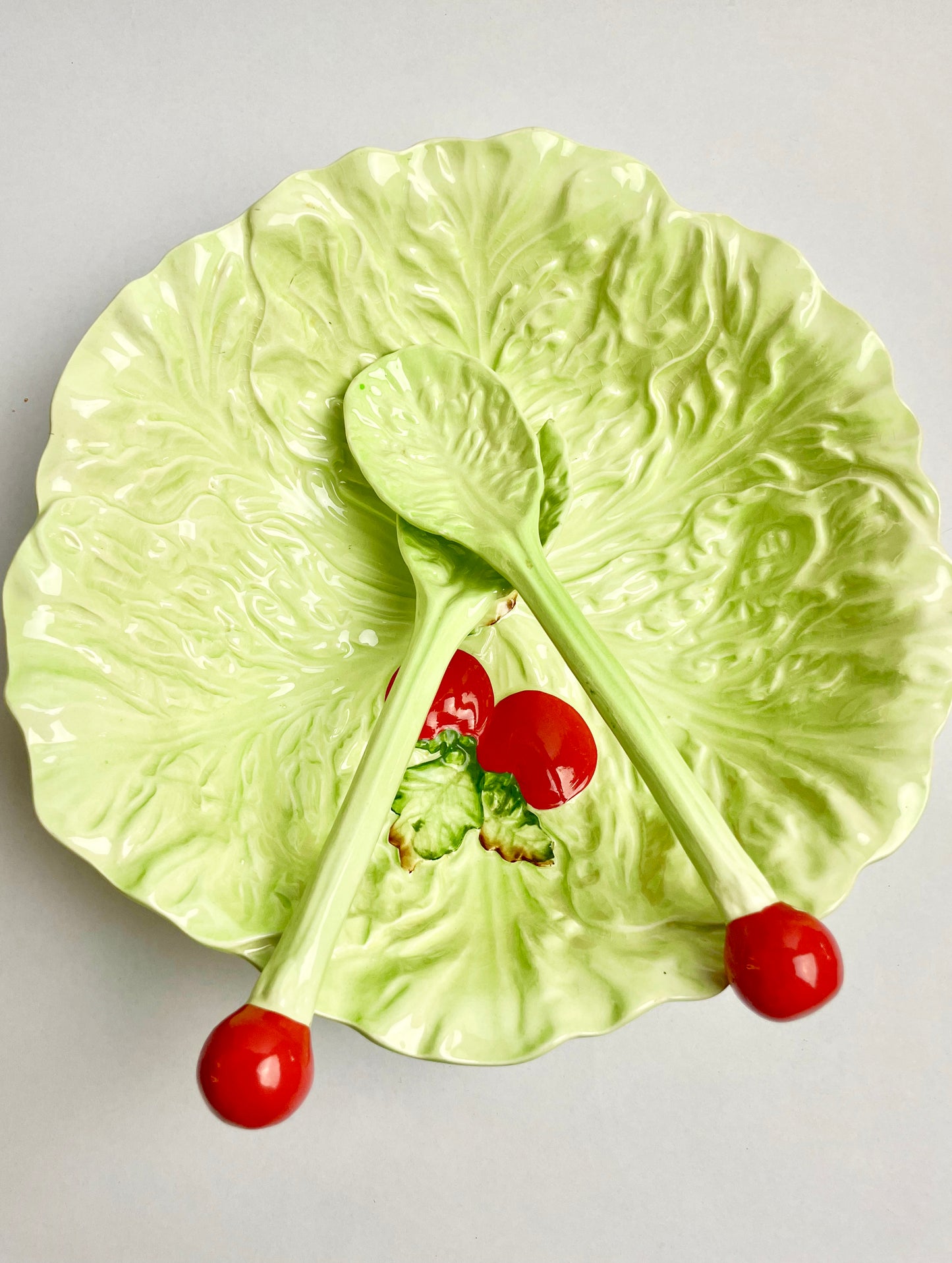 Carlton Ware Tomato & Lettuce Leaf Salad Bowl with Servers