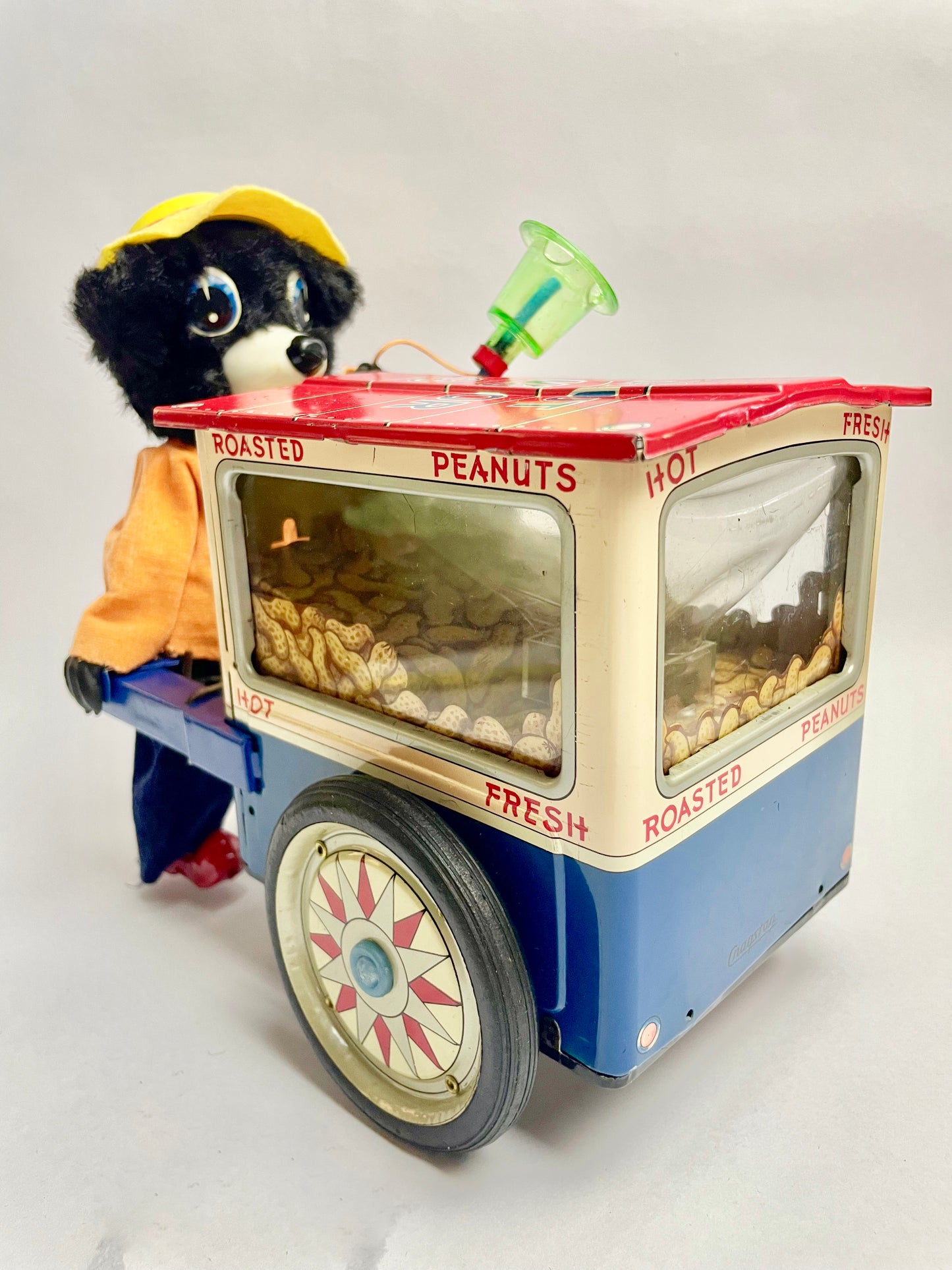 The Jolly Peanut Vendor Walking bear & Rolling Cart