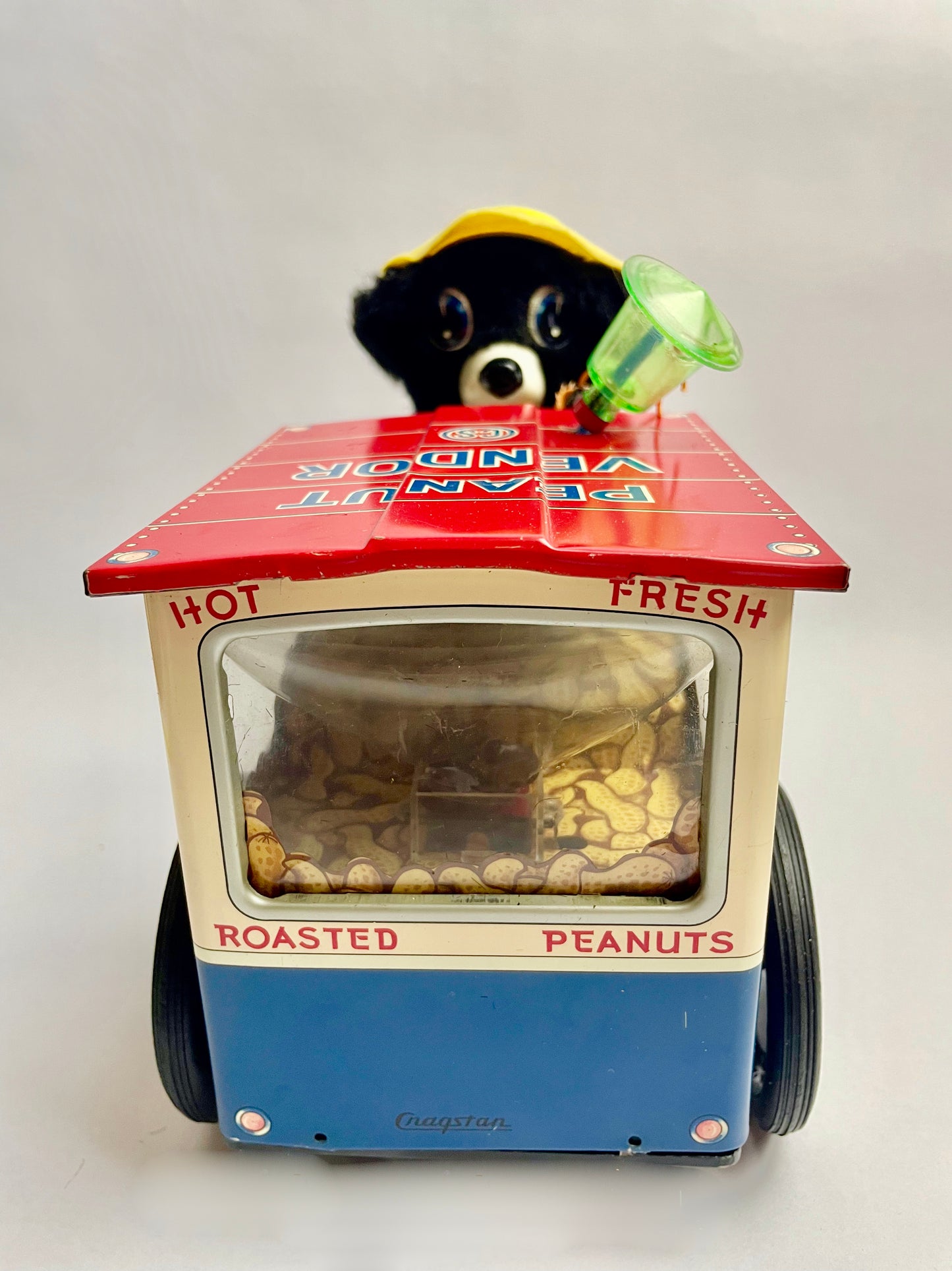 The Jolly Peanut Vendor Walking bear & Rolling Cart