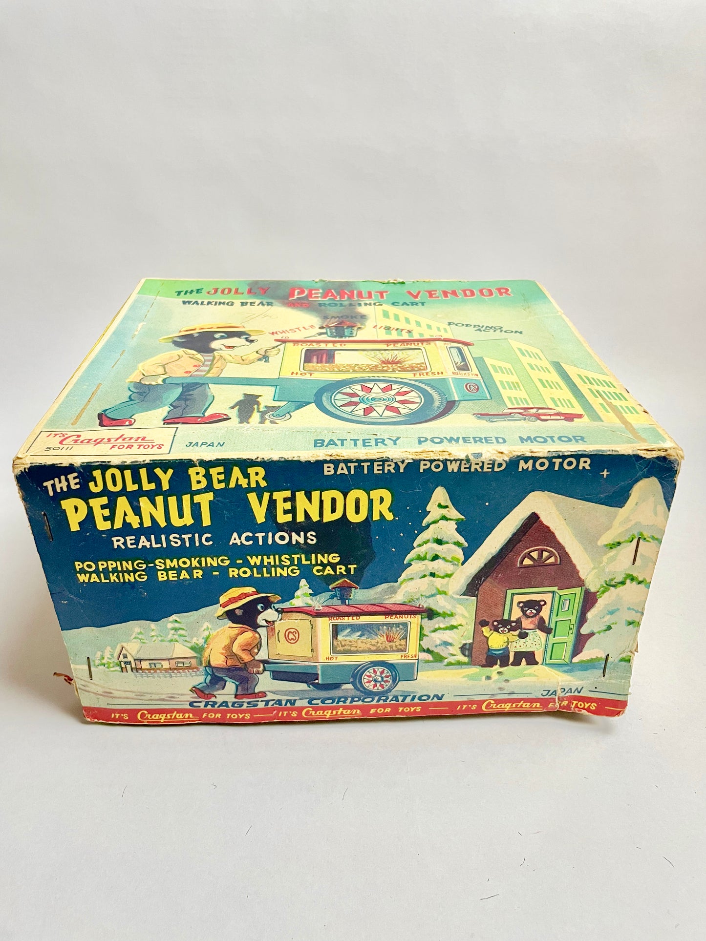 The Jolly Peanut Vendor Walking bear & Rolling Cart