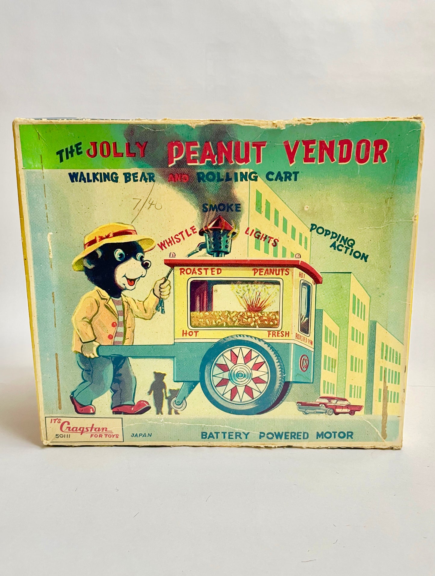 The Jolly Peanut Vendor Walking bear & Rolling Cart