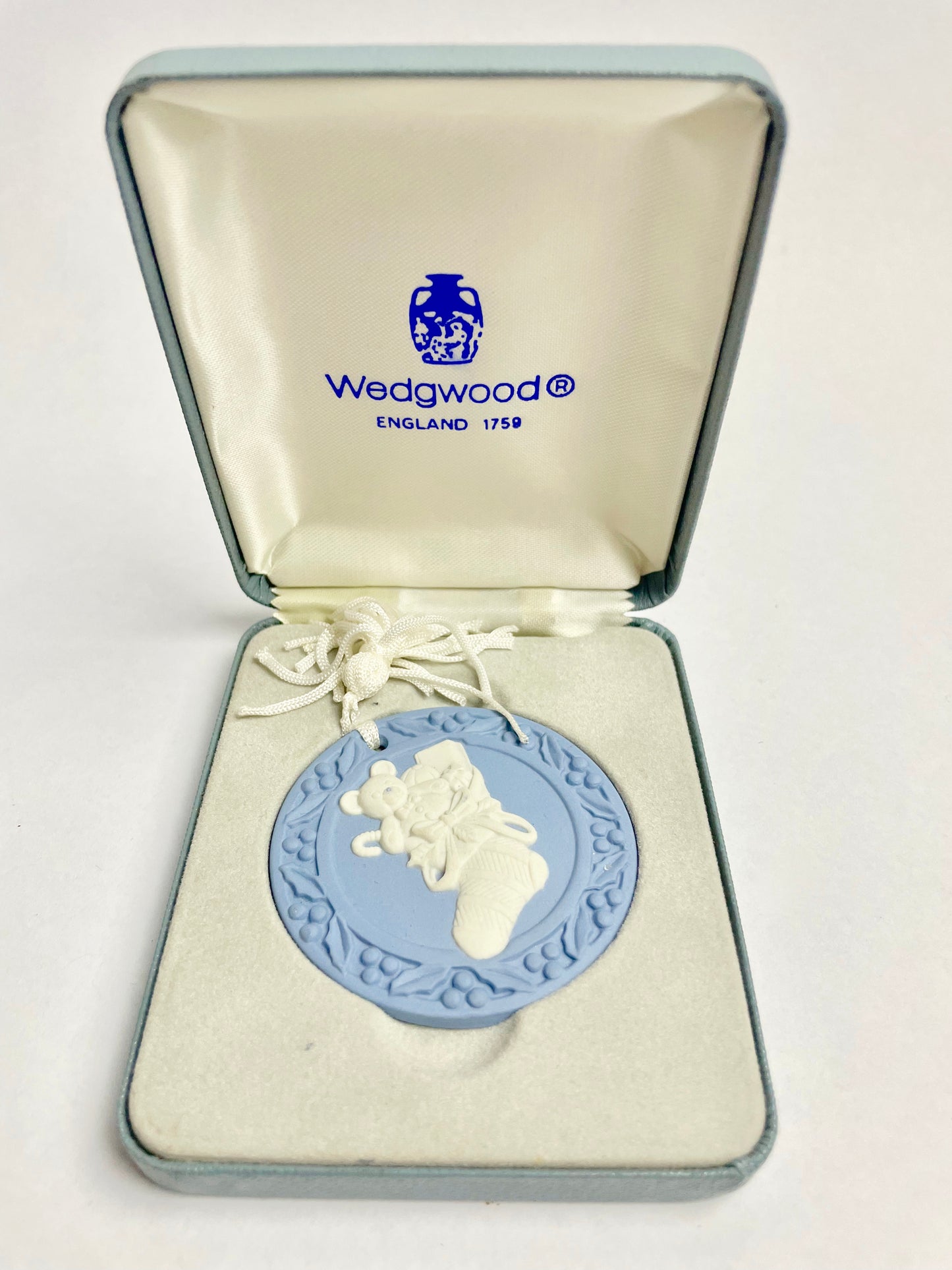 Vintage Wedgwood Blue Jasperware Bear Gifts Christmas Sock Christmas Ornament