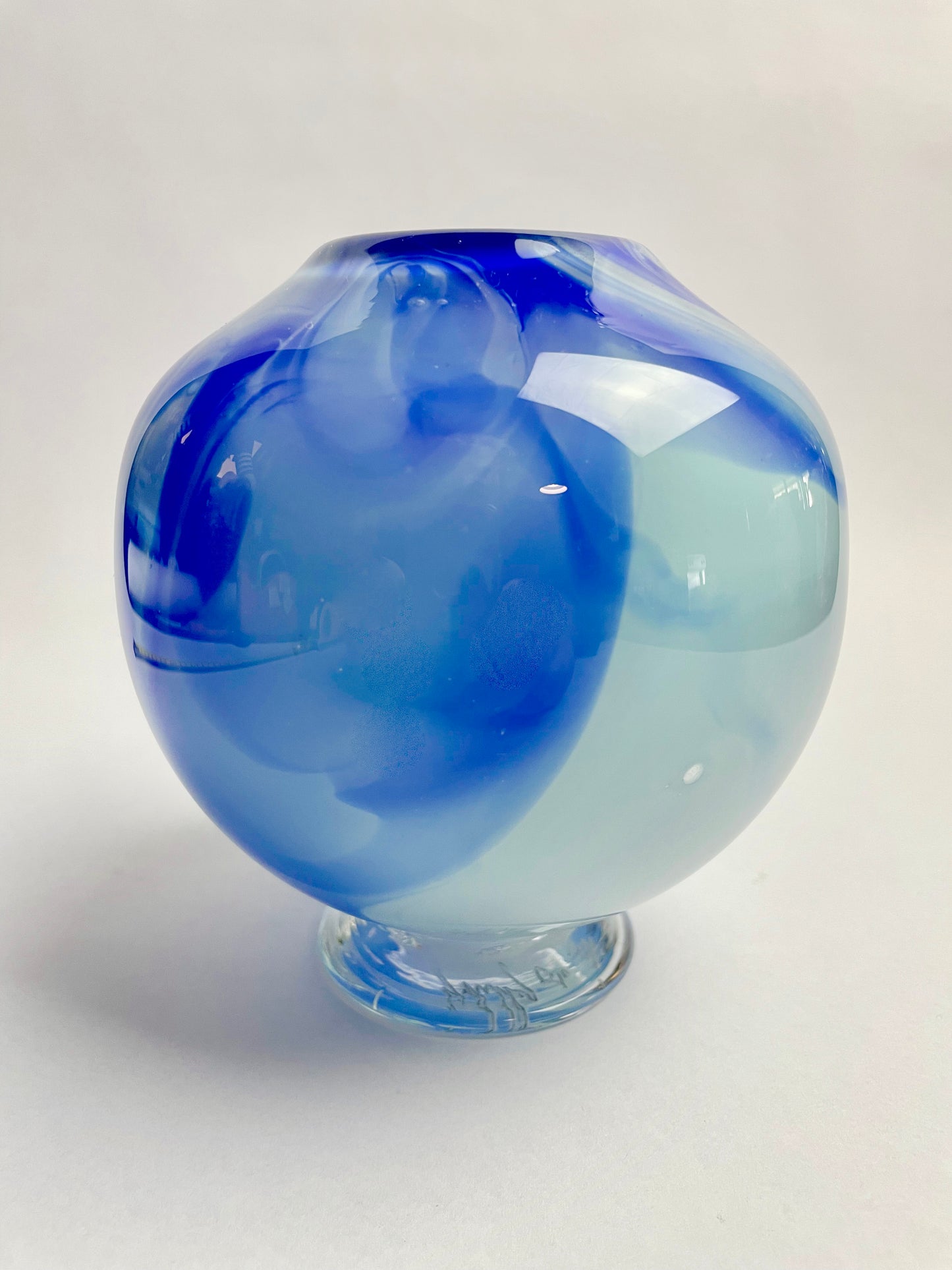 Small Blue Art Glass Vase SIGNED