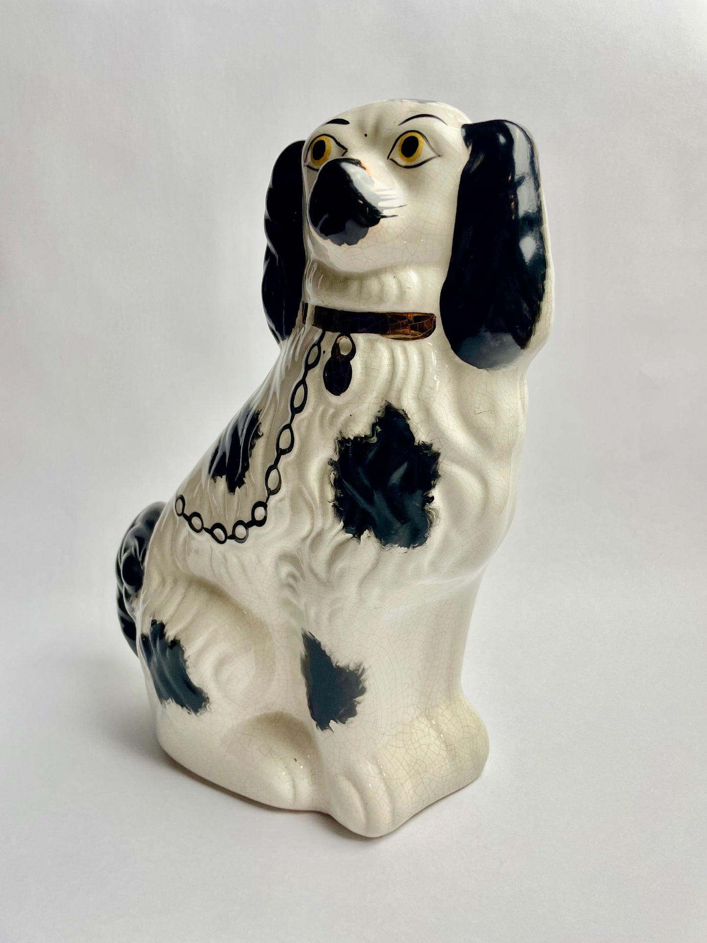 Antique Tall Staffordshire Porcelain Mantle Dog